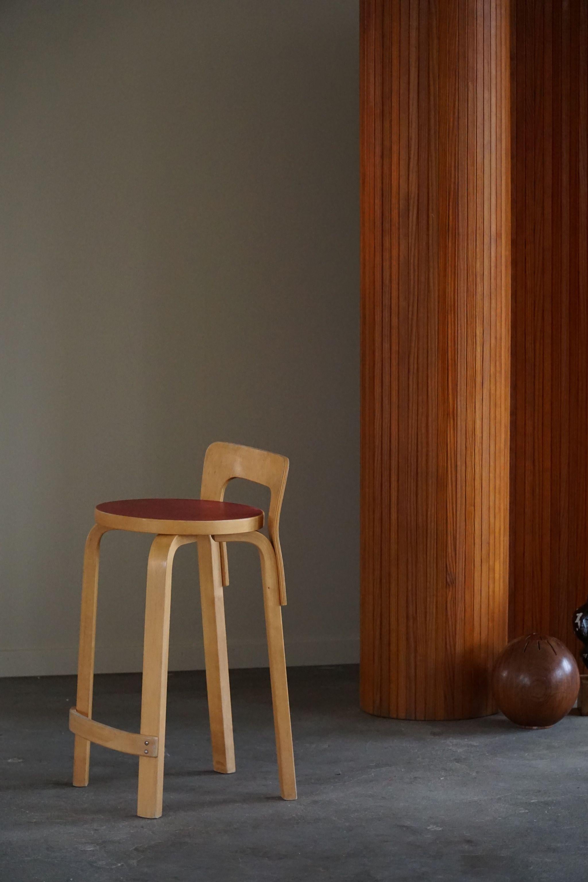 Finnish Alvar Aalto, Set of 4 Vintage Bar Stools, Model 
