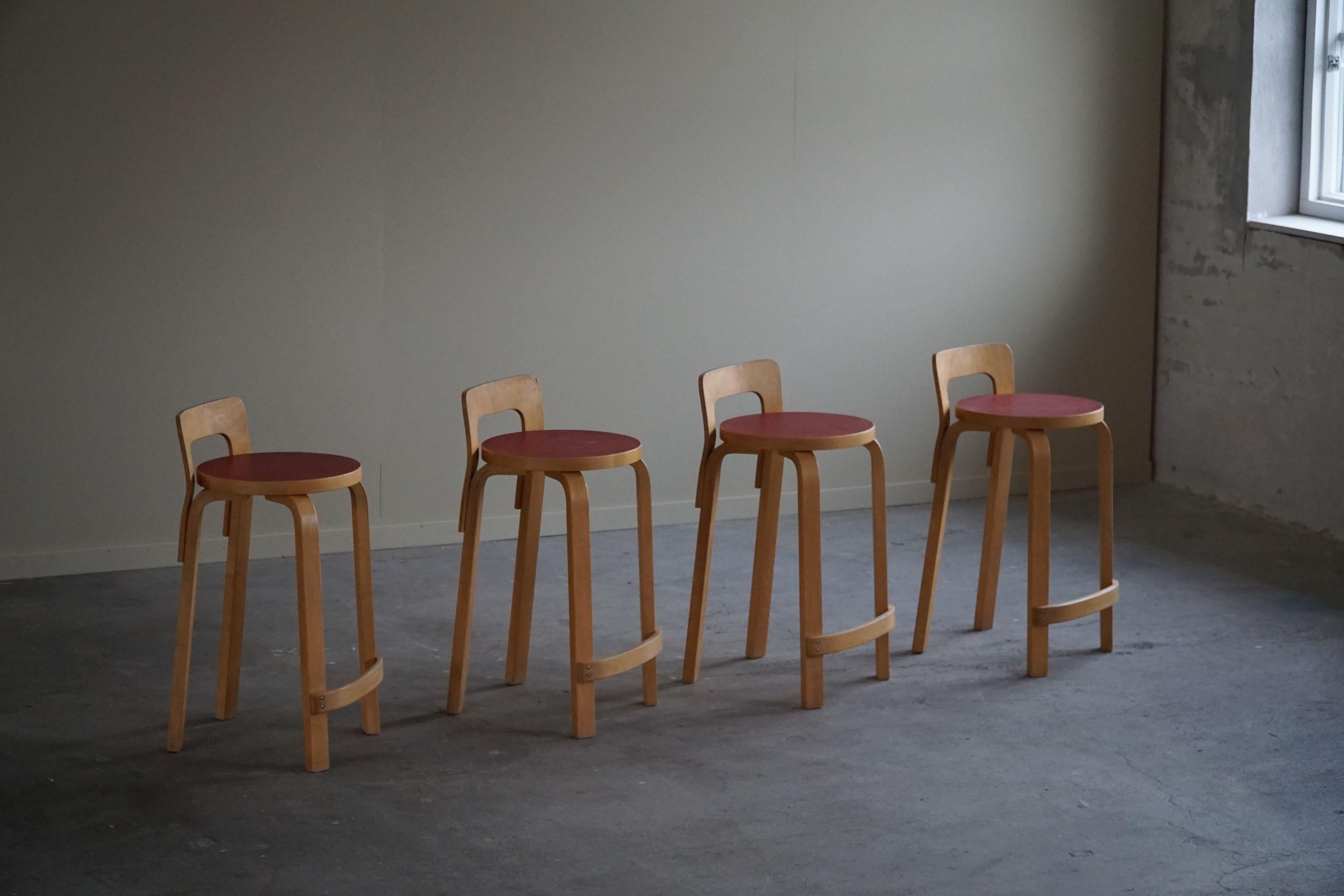Alvar Aalto, Set of 4 Vintage Bar Stools, Model 