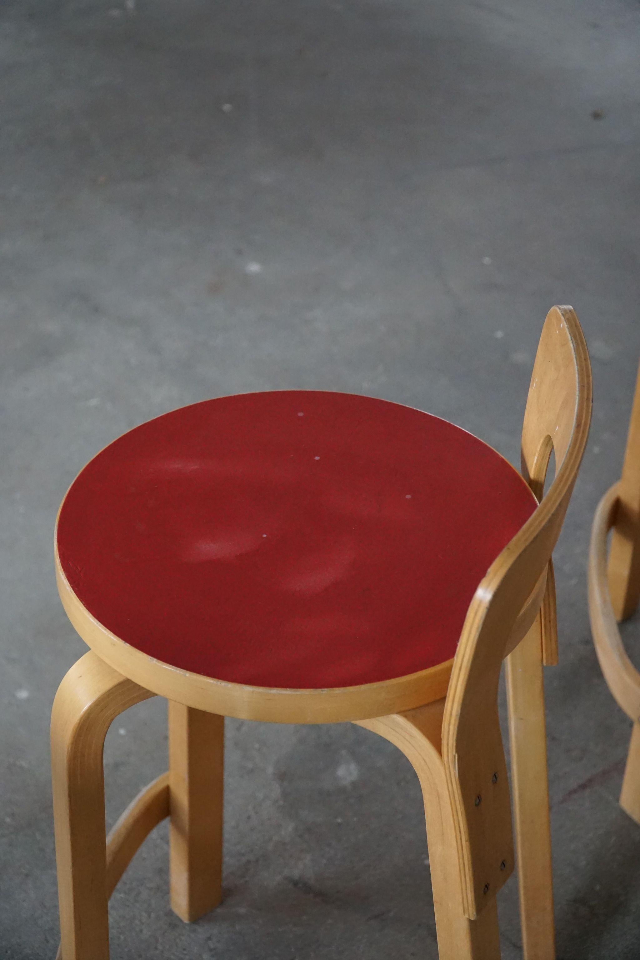Alvar Aalto, Set of 4 Vintage Bar Stools, Model 