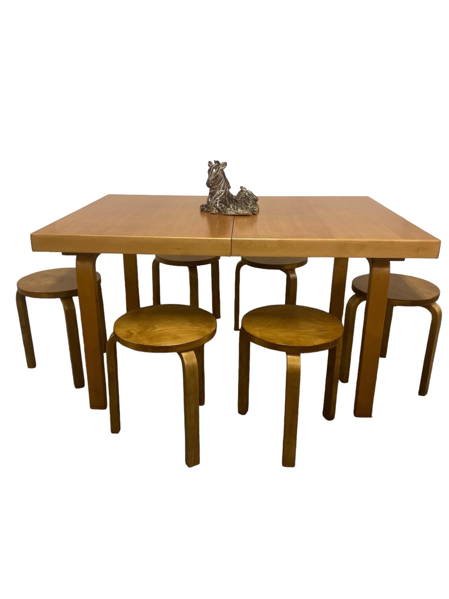 Set of 6 Alvar Aalto 3 Legged Stackable Birch Stools Model. 60, Artek 1960s For Sale 2