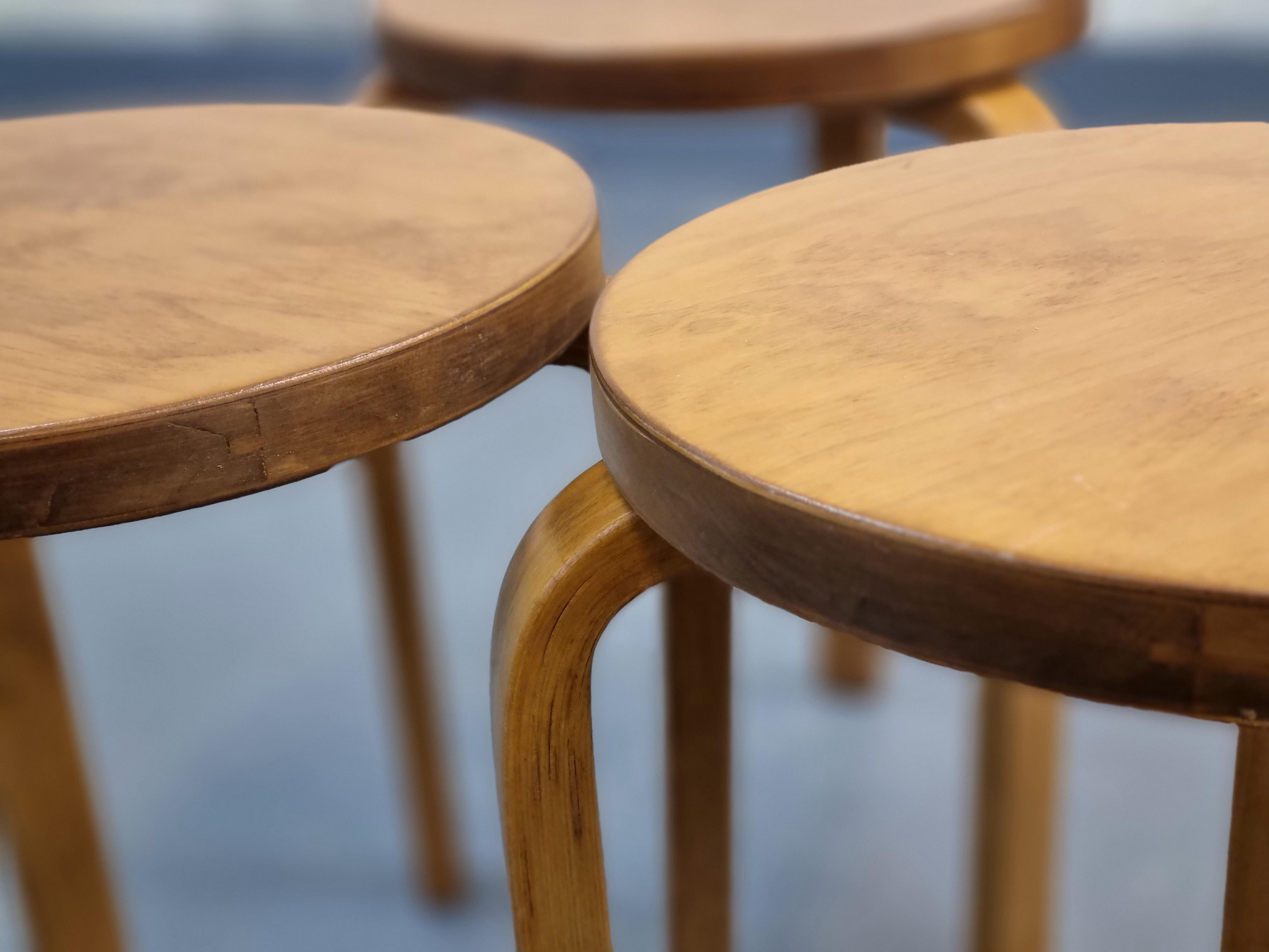 Alvar Aalto, Set of Commissioned Stools by Artek, 1950s In Good Condition For Sale In Helsinki, FI