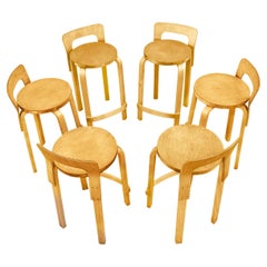 Alvar Aalto Set of "K65" Stools in Laminated Birch by Artek, Finland in 1950s