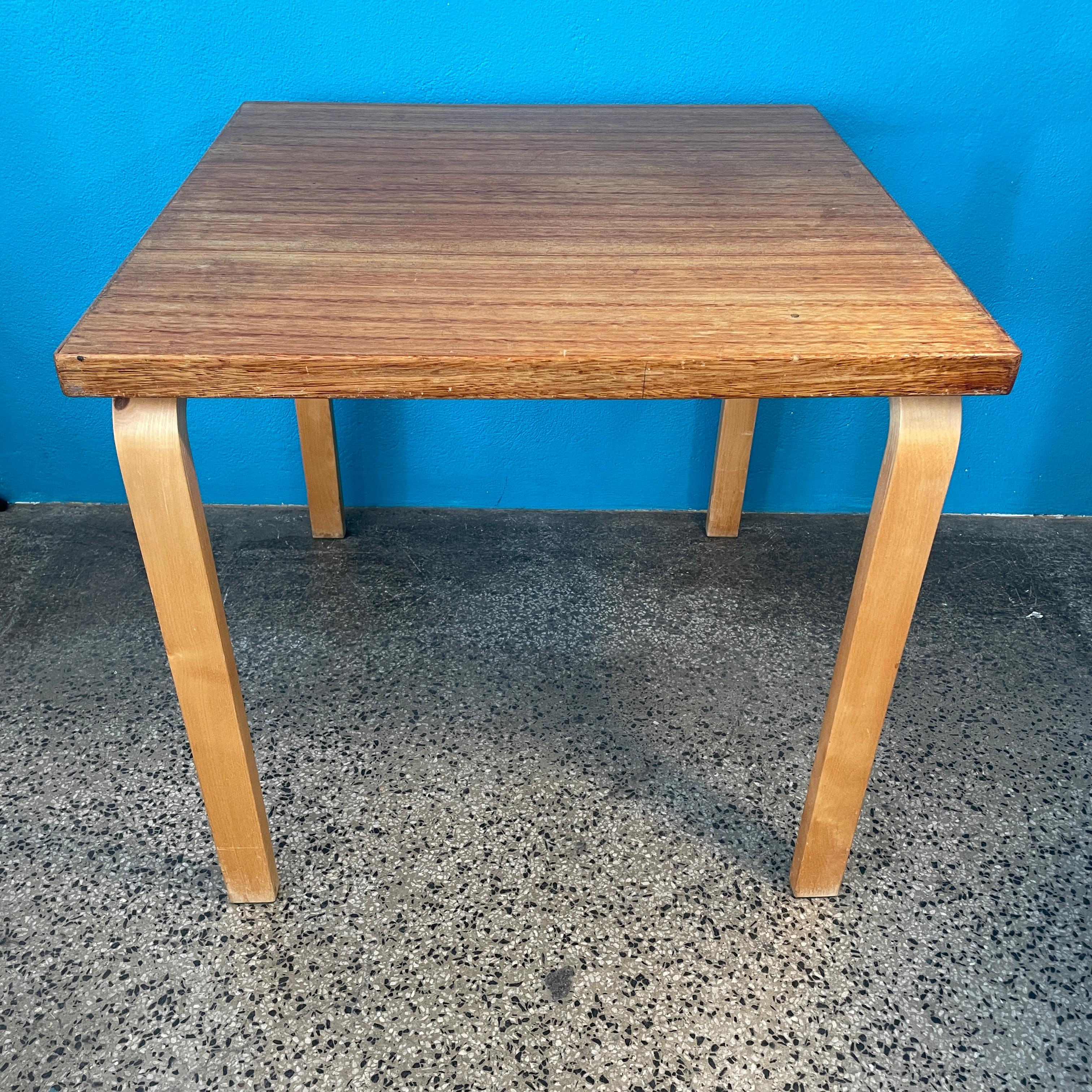 Alvar Aalto Square-Shaped L-Leg Dining table from 1950s. Artek Finland In Fair Condition In Turku, FI