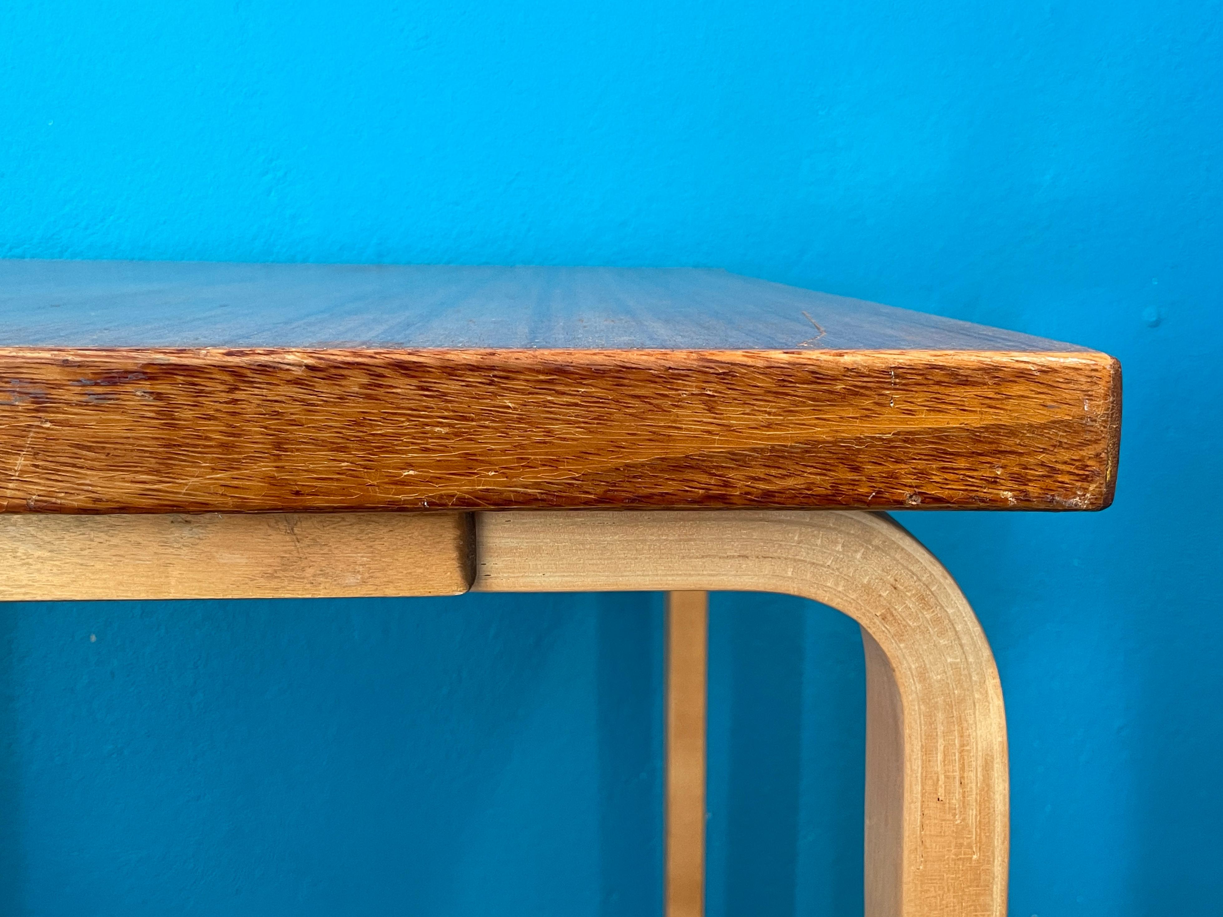 Birch Alvar Aalto Square-Shaped L-Leg Dining table from 1950s. Artek Finland