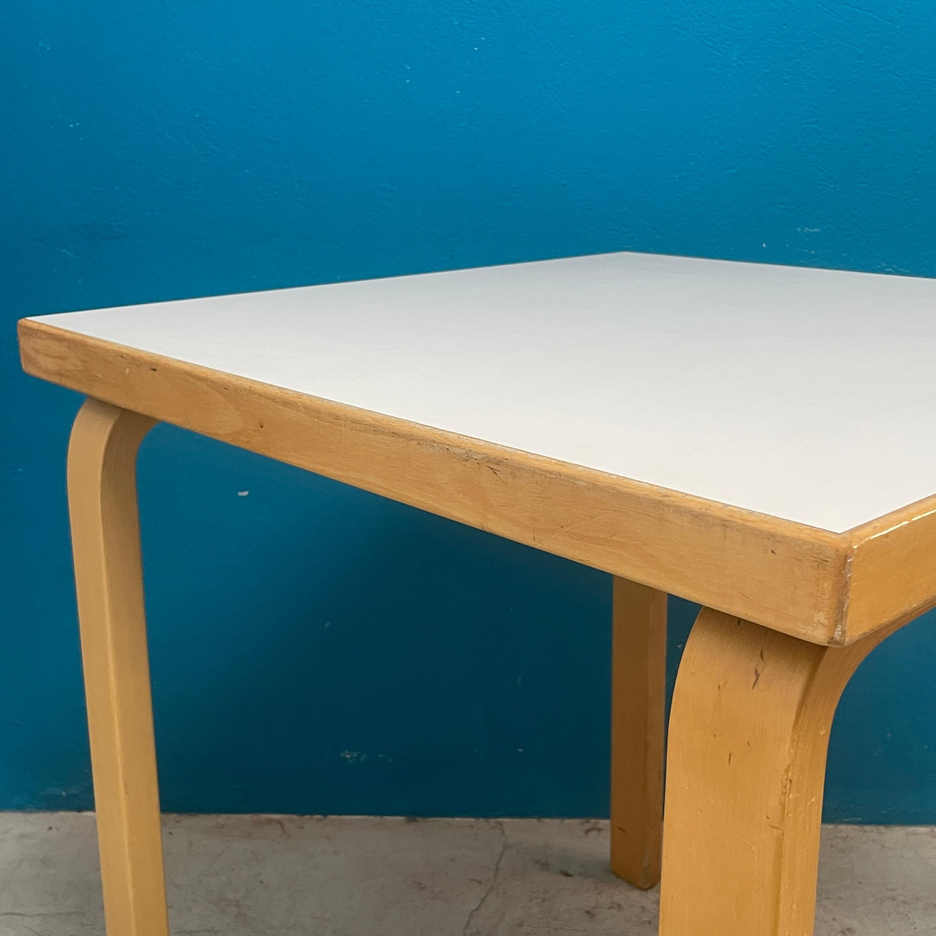 Scandinavian Modern Alvar Aalto Square-Shaped Small L-Leg Dining table for Artek Finland