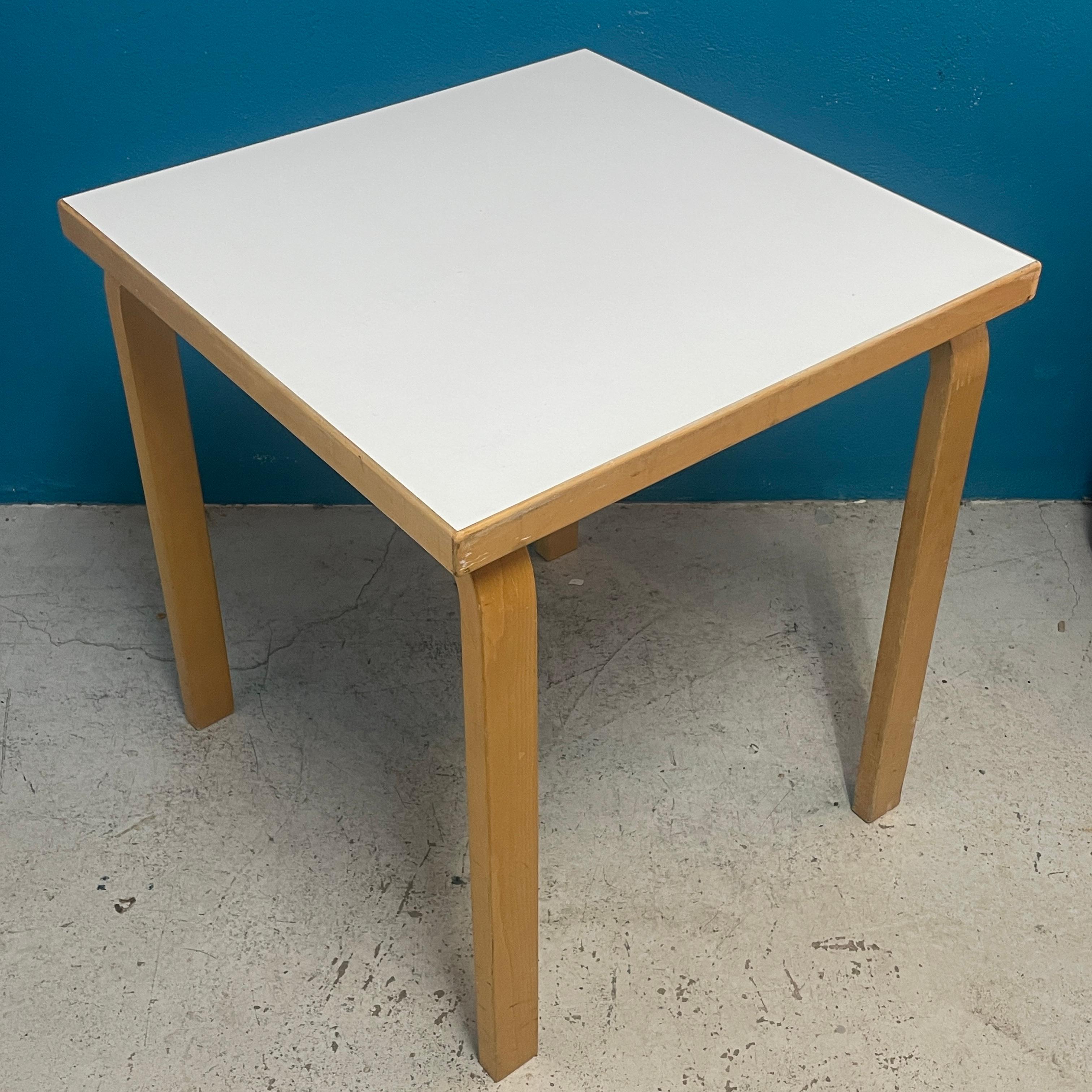 Finnish Alvar Aalto Square-Shaped Small L-Leg Dining table for Artek Finland
