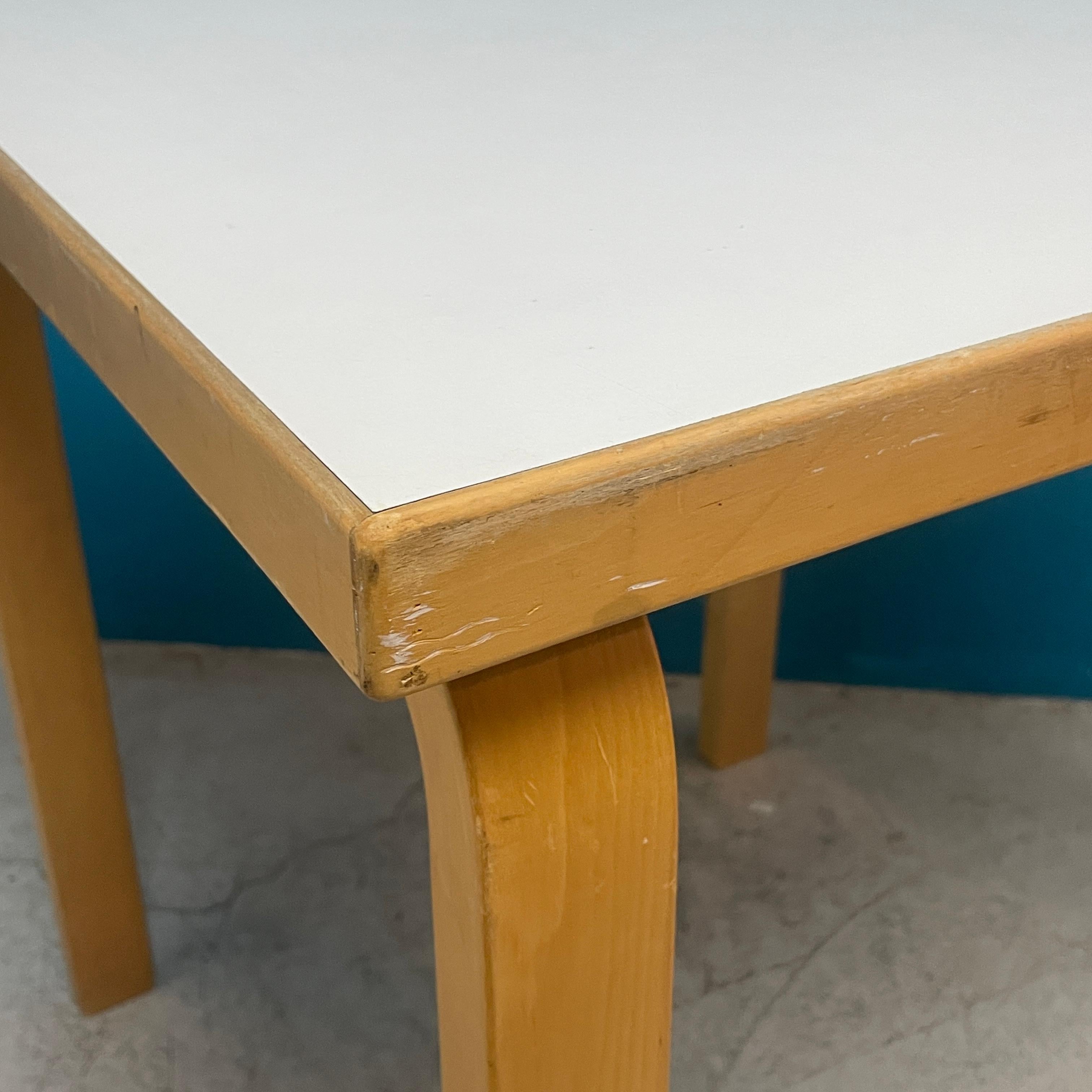 Alvar Aalto Square-Shaped Small L-Leg Dining table for Artek Finland In Fair Condition In Turku, FI