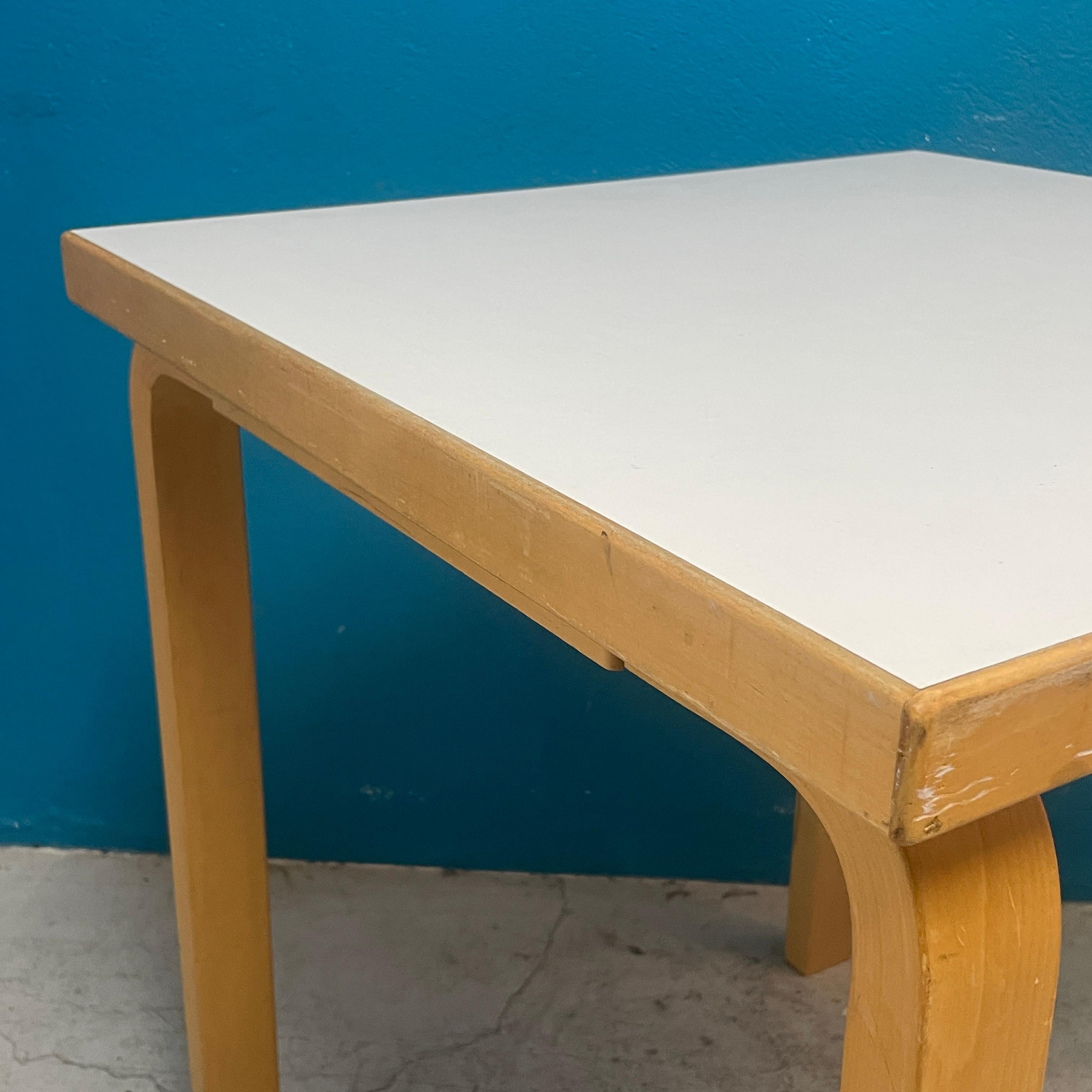 Birch Alvar Aalto Square-Shaped Small L-Leg Dining table for Artek Finland
