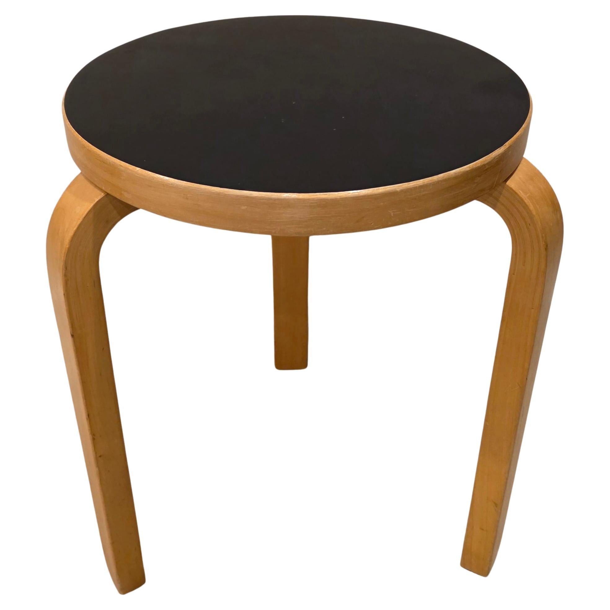 Alvar Aalto Stool 60 Black Linoleum For Sale