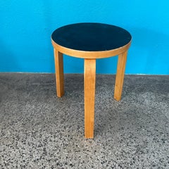 Alvar Aalto Stool 60, Black Linoleum Top, 1950's, Artek Finland