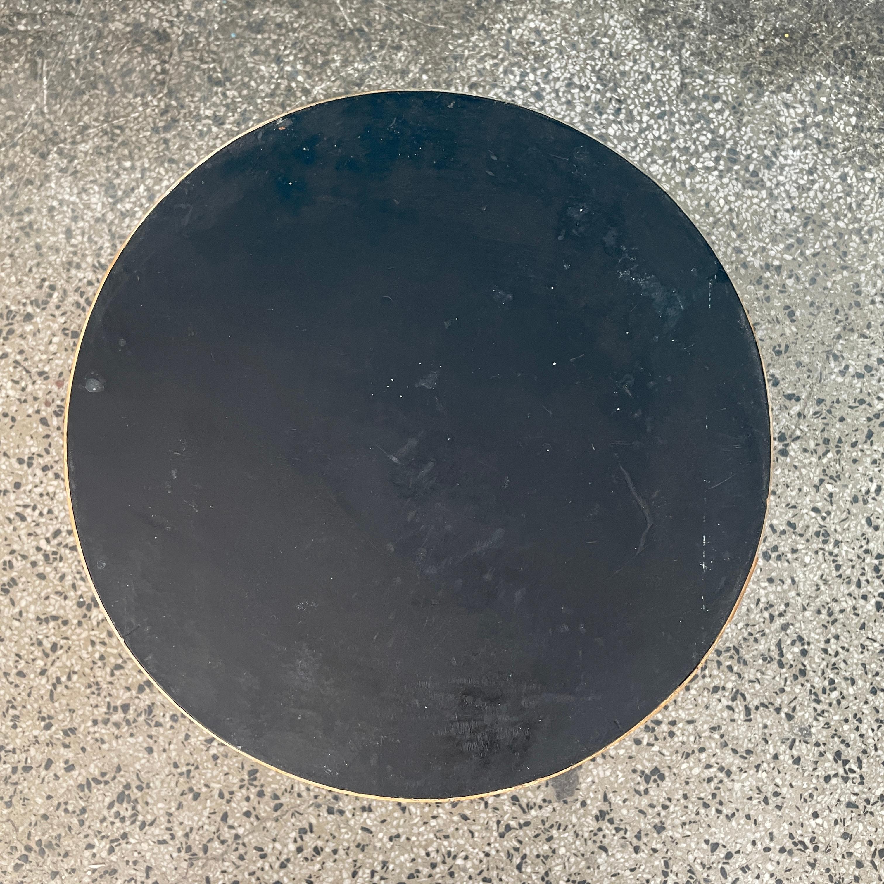 Woodwork Alvar Aalto Stool 60, Black Linoleum Top, 1950's, Artek Finland