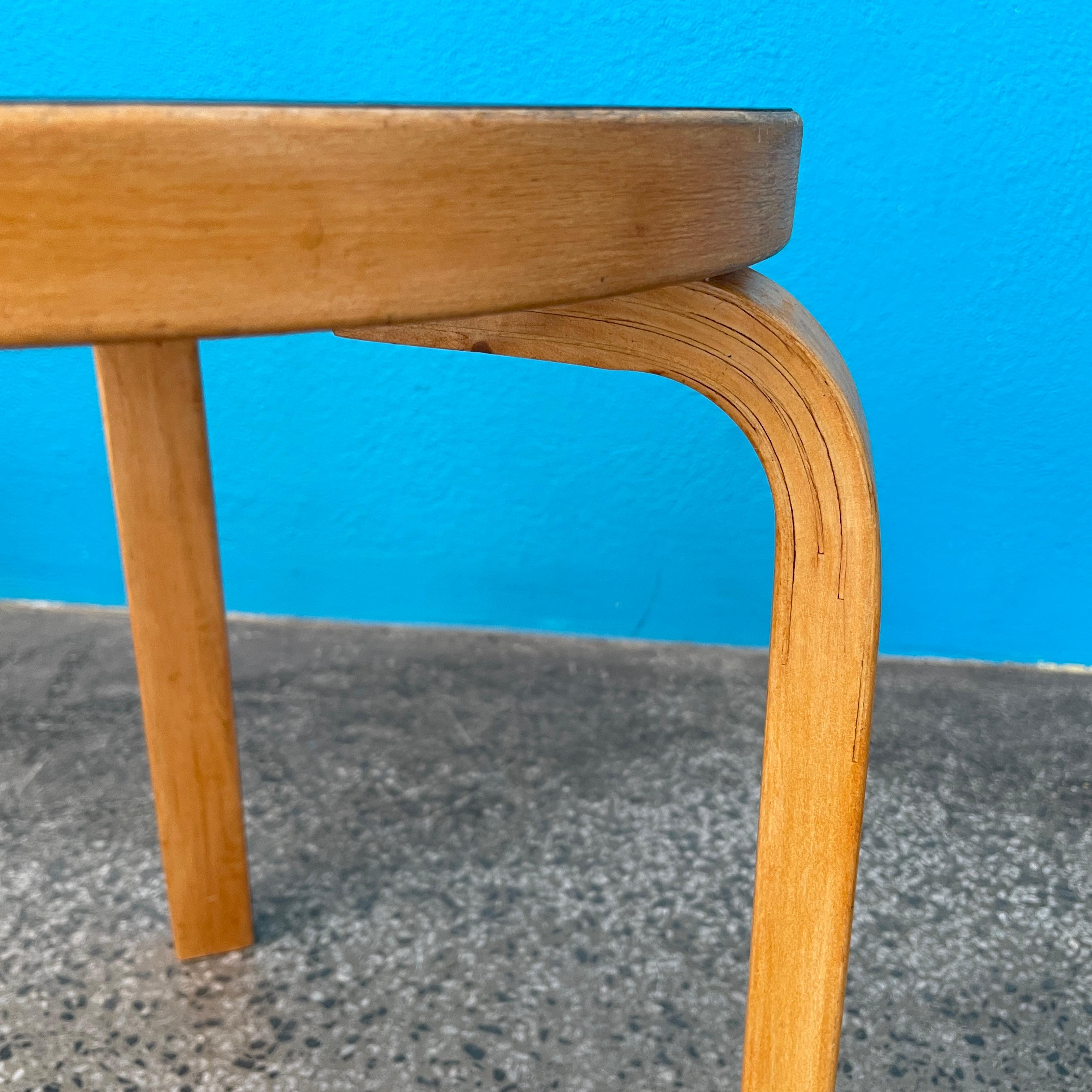 Alvar Aalto Stool 60, Black Linoleum Top, 1950's, Artek Finland 1
