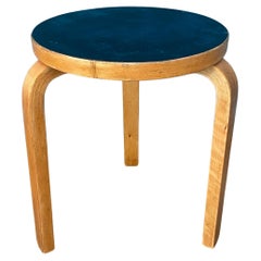 Alvar Aalto Stool 60, Black Linoleum Top, 1950's, Artek Finland
