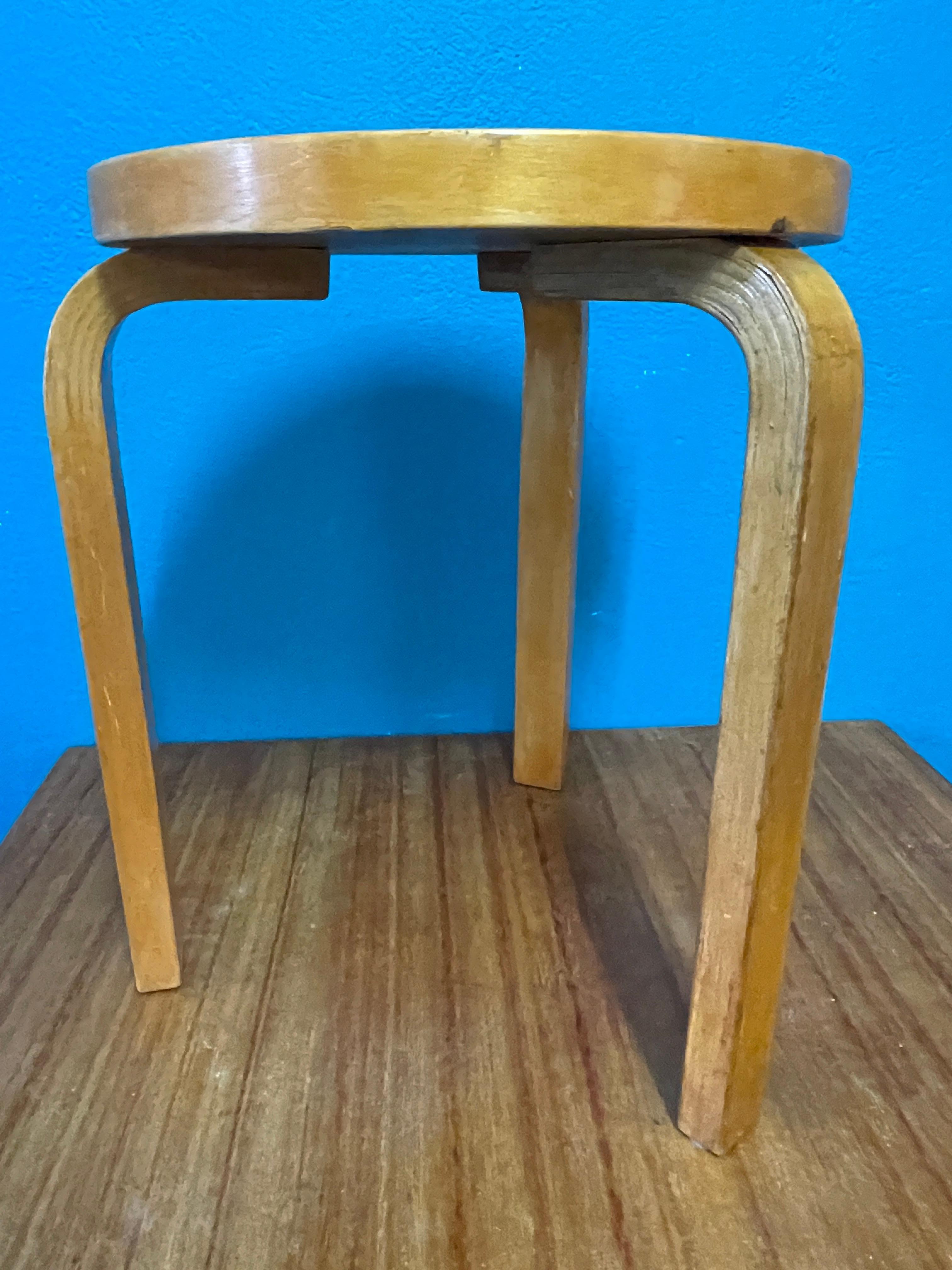 Alvar Aalto Stool 60, Black Linoleum Top, 1950's, Artek 1