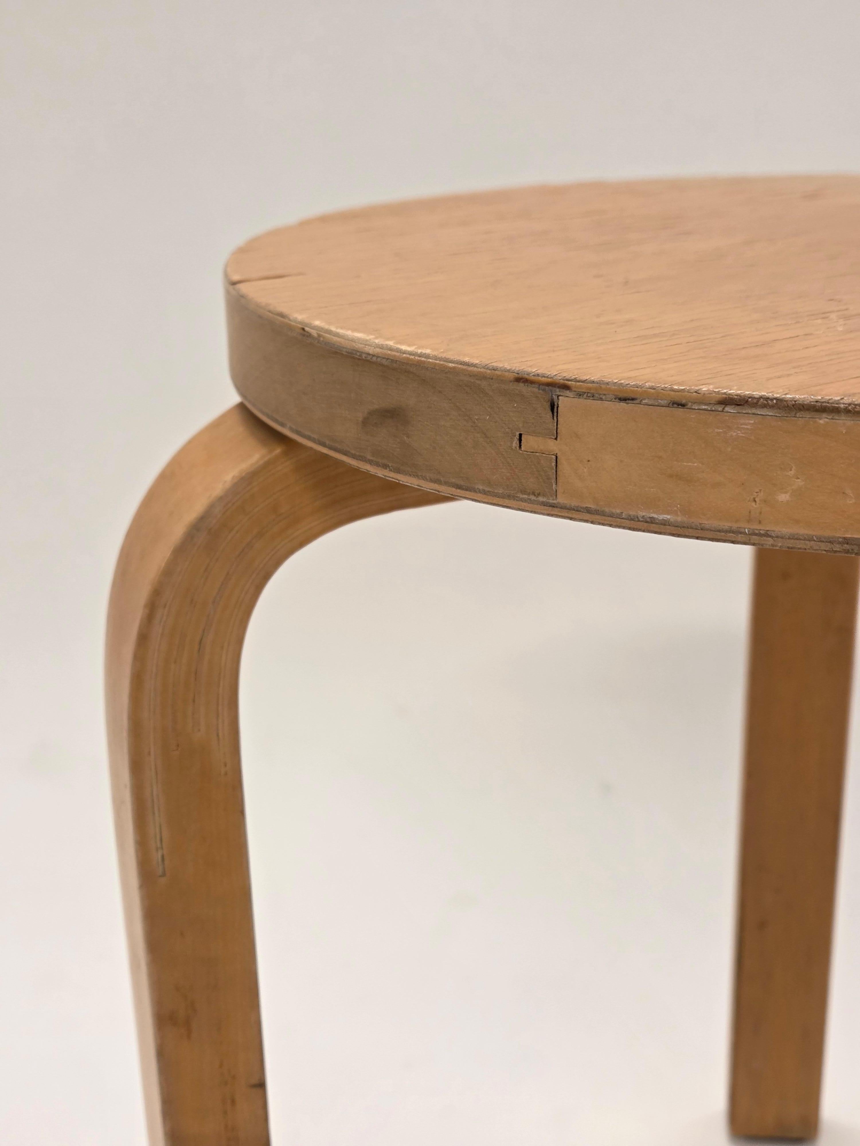 Scandinavian Modern Alvar Aalto Stool 60 by Artek in 1960s For Sale