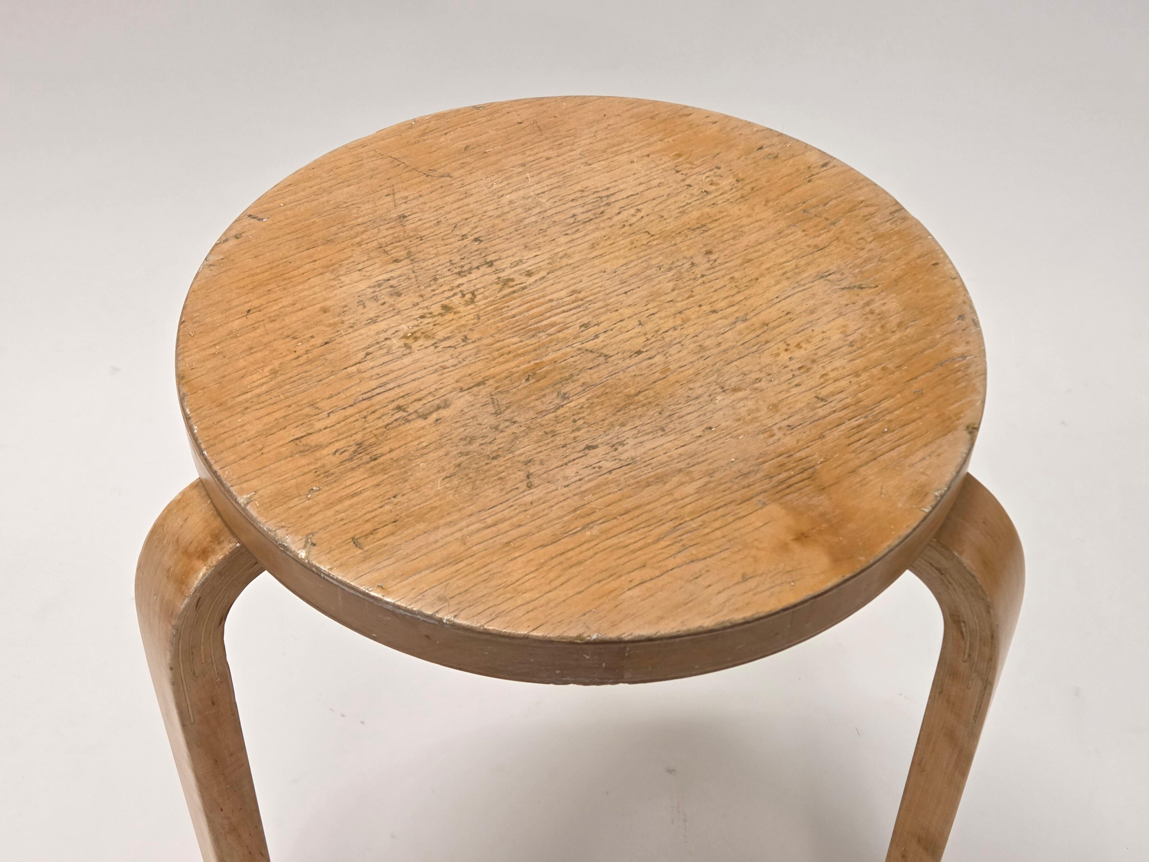 Scandinavian Modern Alvar Aalto Stool 60 by Artek in 1960s For Sale