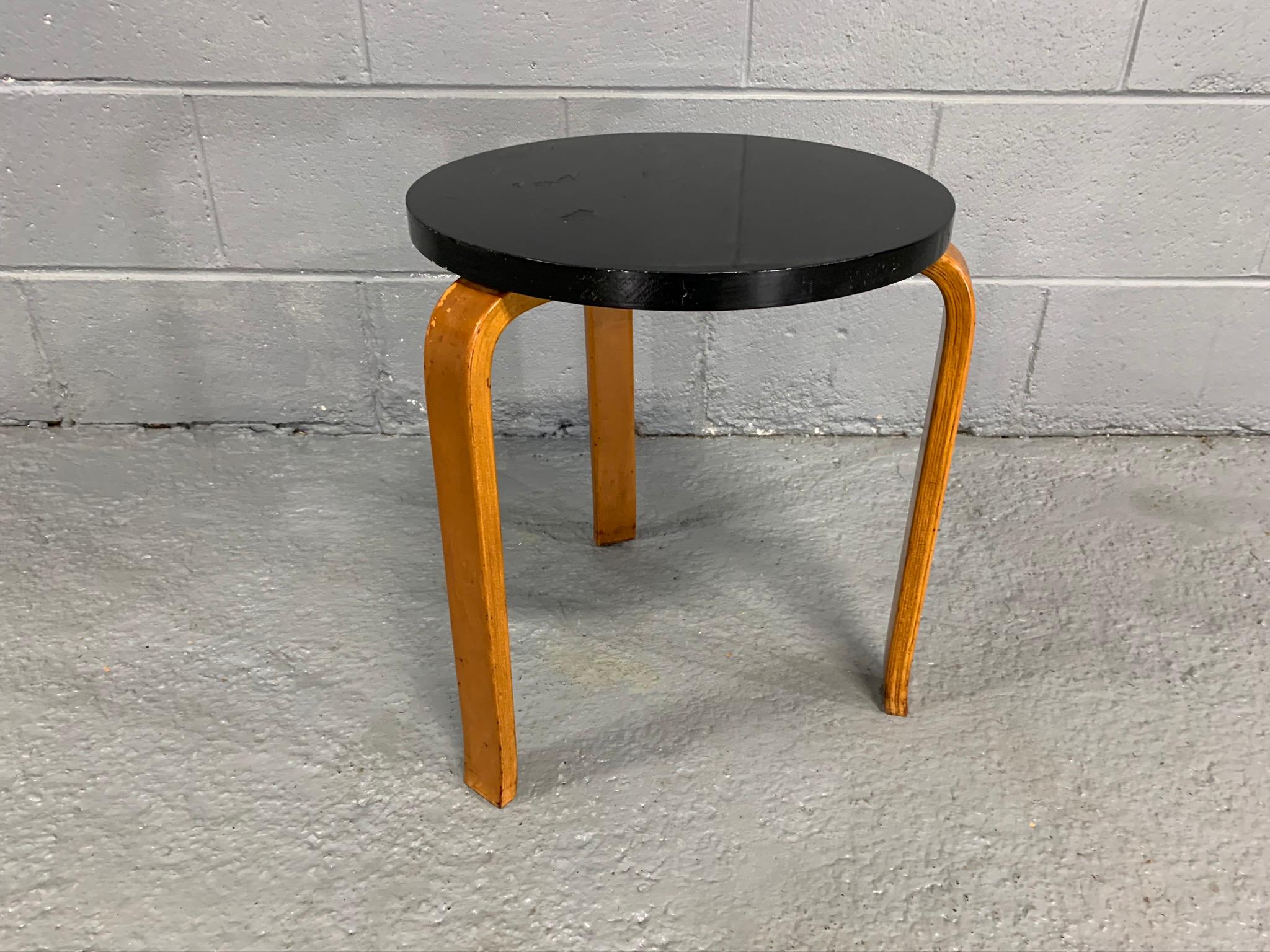 Alvar Aalto stool manufactured by Artek, originally designed in 1933. Crafted in Laminated Birch. Retails warm, rich, original patina and based upon its patina and provenance appears to be an early example of Alvar Aalto's work.

Alvar Aalto