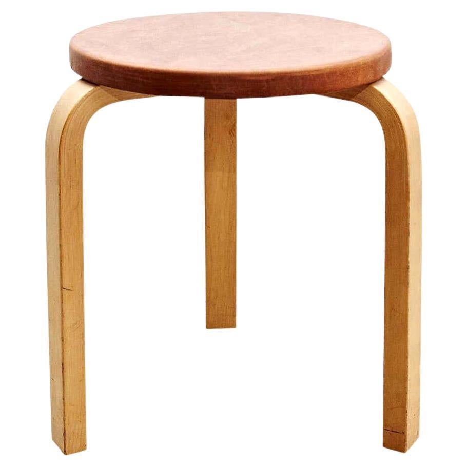 Alvar Aalto Stool in Leather for Artek, circa 1960