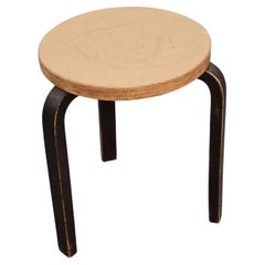 Alvar Aalto Stool Model 60 In Beige Linoleum and Black Legs, Artek