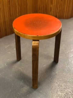Alvar Aalto Stool Model 60 In Red Linoleum, Artek