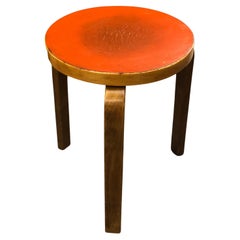 Alvar Aalto Stool Model 60 In Red Linoleum, Artek 