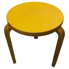 Alvar Aalto Stool Model 60 In Yellow Linoleum, Artek
