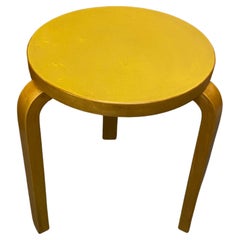 Alvar Aalto Stool Model 60 In Yellow Linoleum, Artek