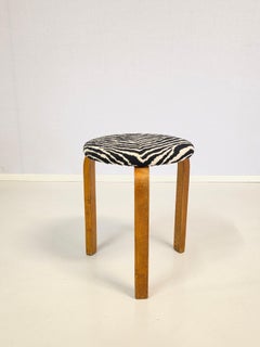Alvar Aalto Stool Model 60 Zebra Upholstery