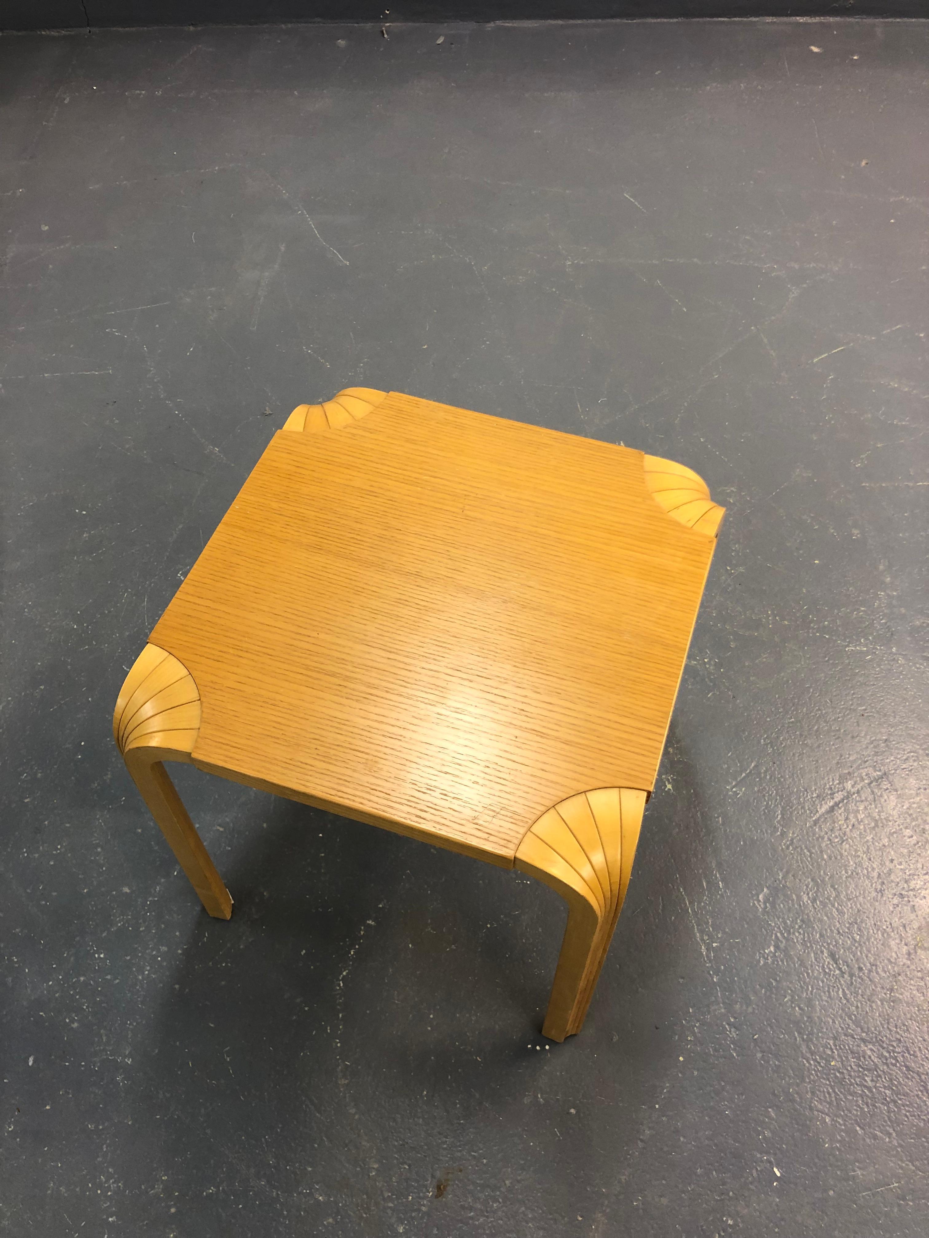 This stool was designed by Alvar Aalto for Artek originally in the 1950s. We have noticed through the years that this stool has been often used as a bed side table. It can also be used as a table or as a flower stand for example. A simple but