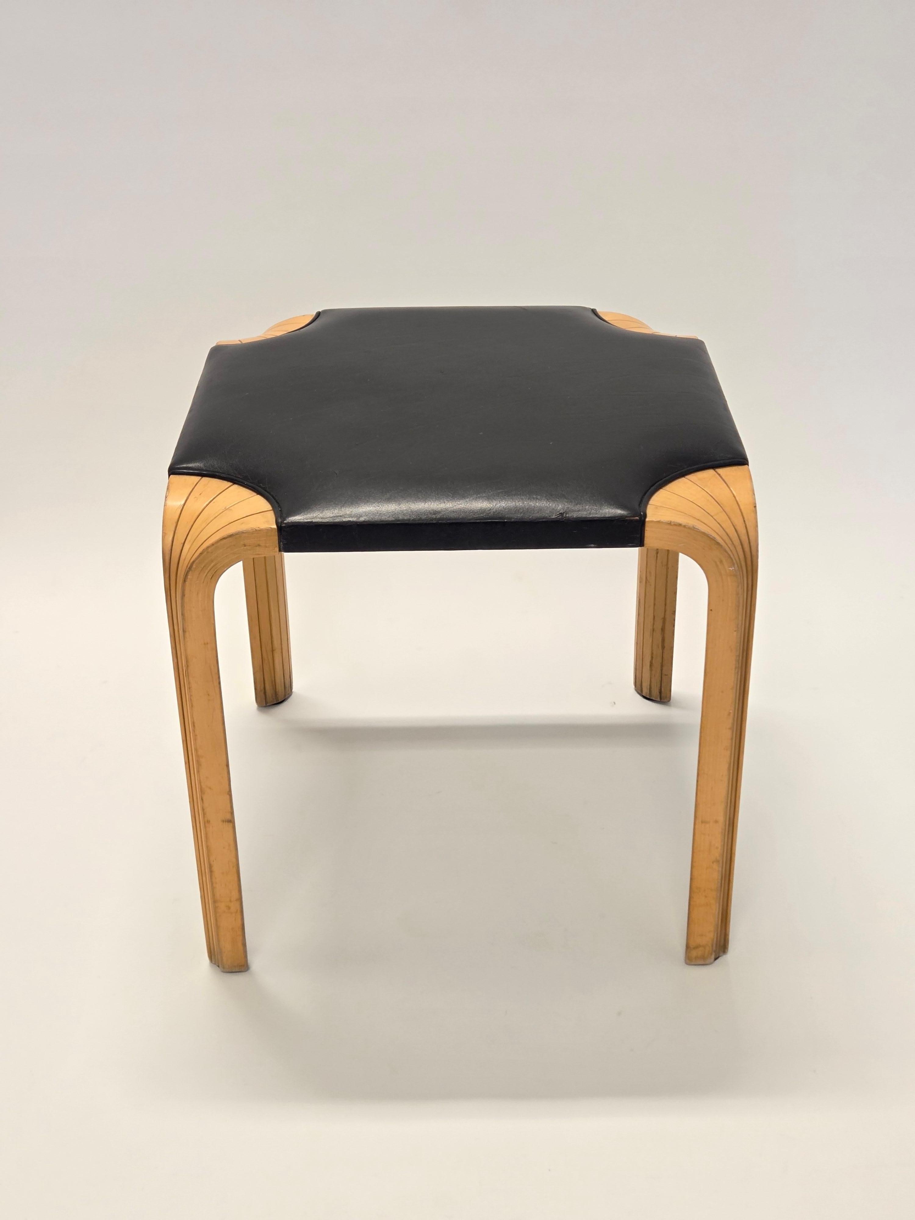 Alvar Aalto Taburete X601 Artek Cuero
