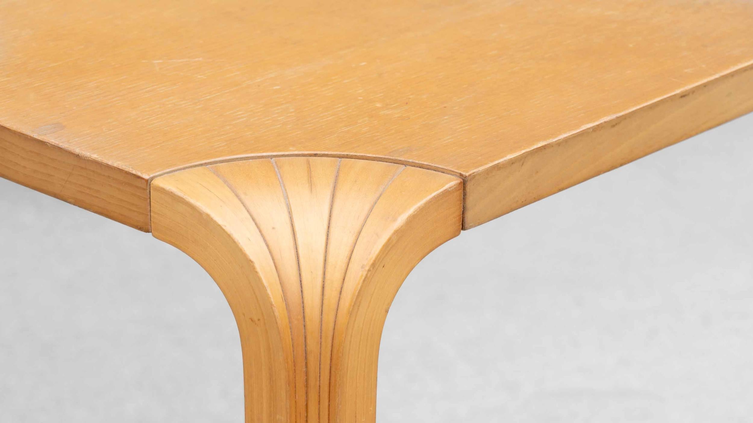 Woodwork Alvar Aalto Stool X601 Fan Leg Side Table by Artek For Sale