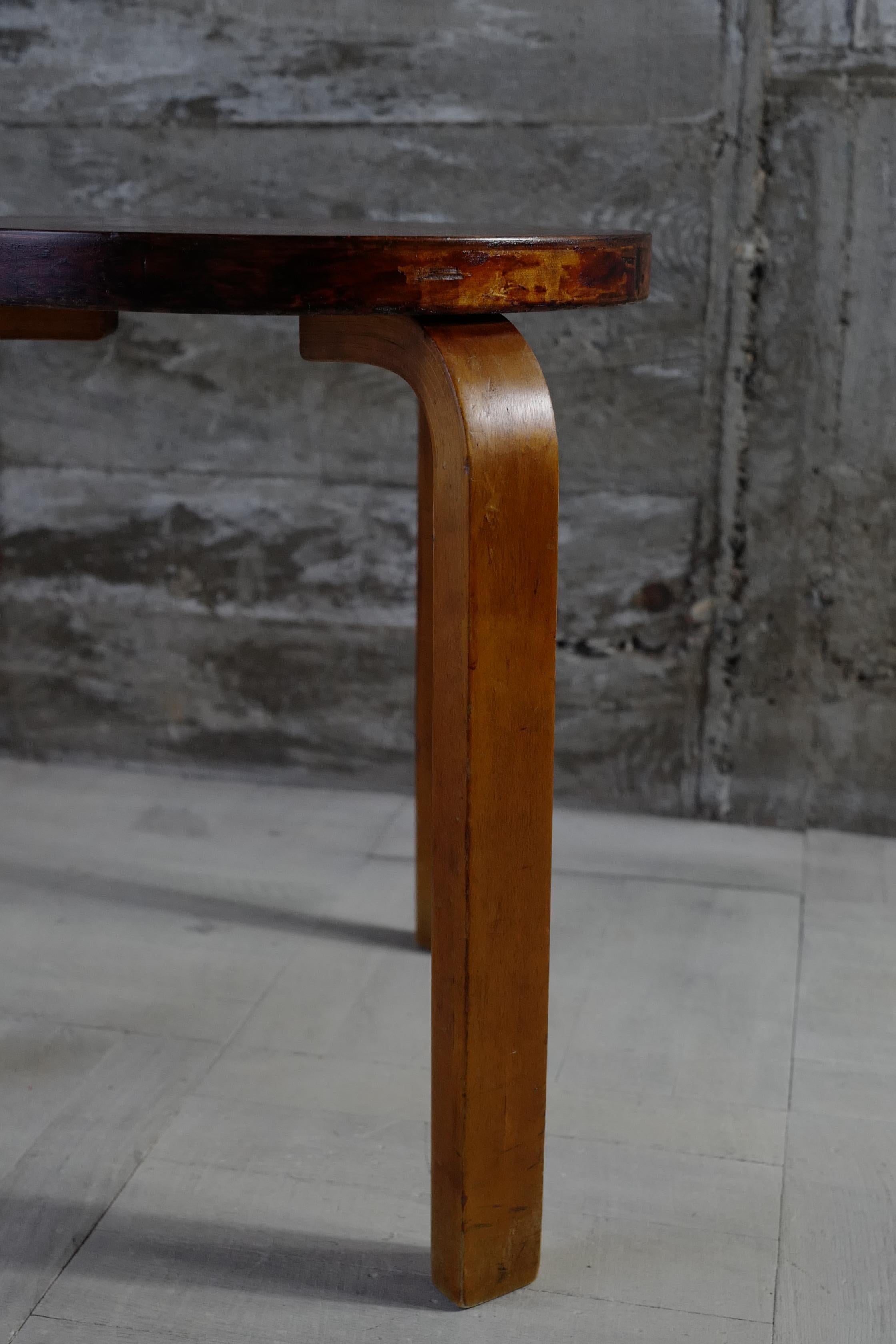 alvar aalto stool60 finmar 30's Karelian birch In Good Condition In Tomi, Nagano