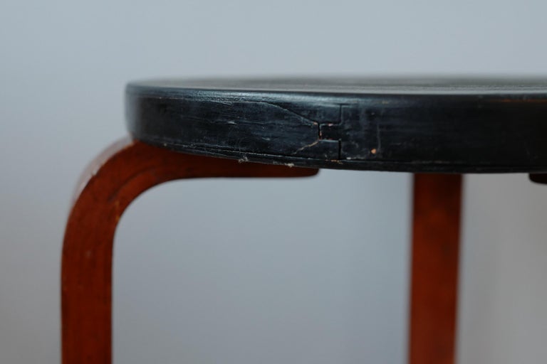 alvar aalto stool60 finmar 30's painted black For Sale at 1stDibs