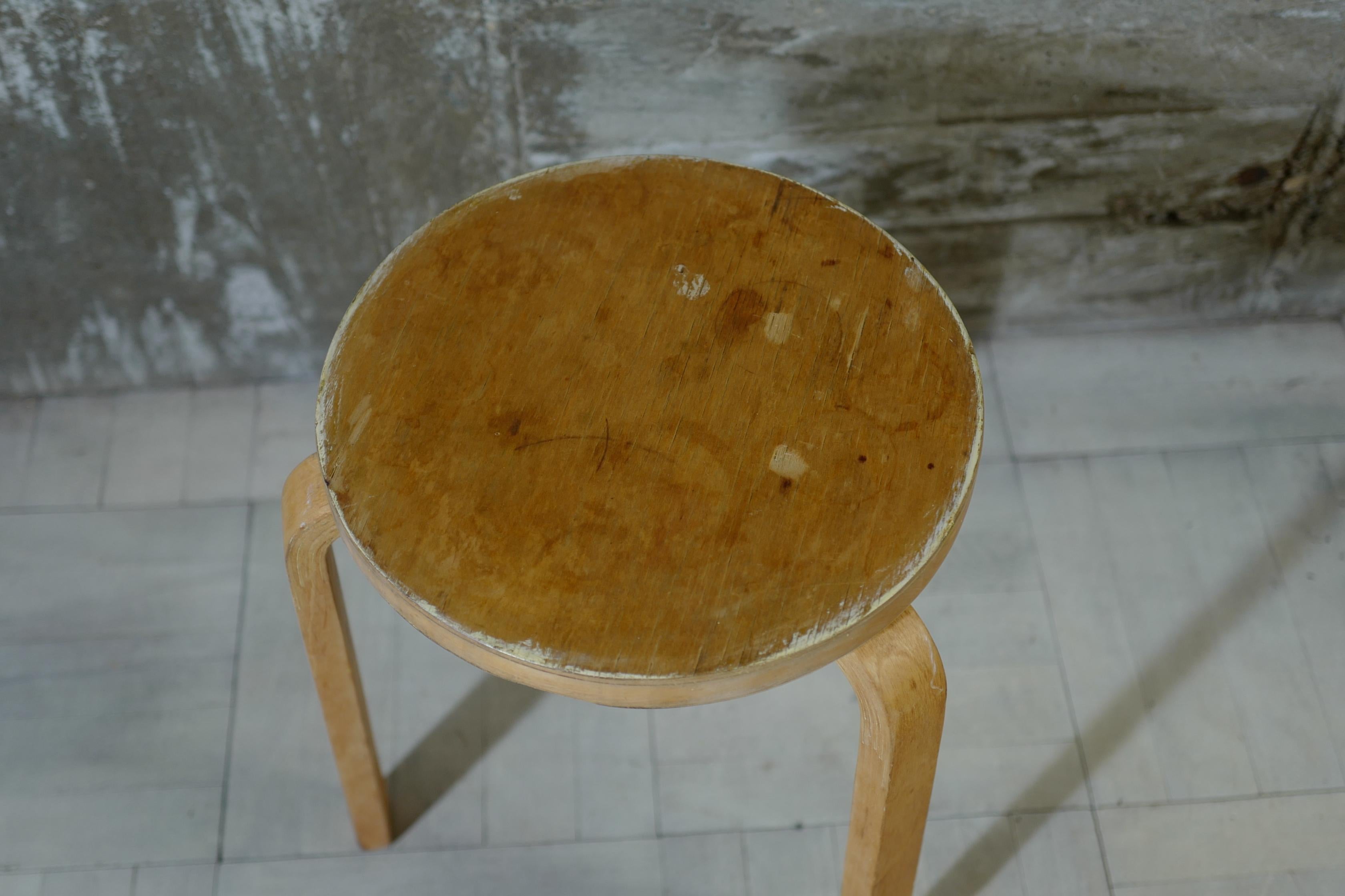 Modern alvar aalto stool60 natural hedemora 1940's For Sale