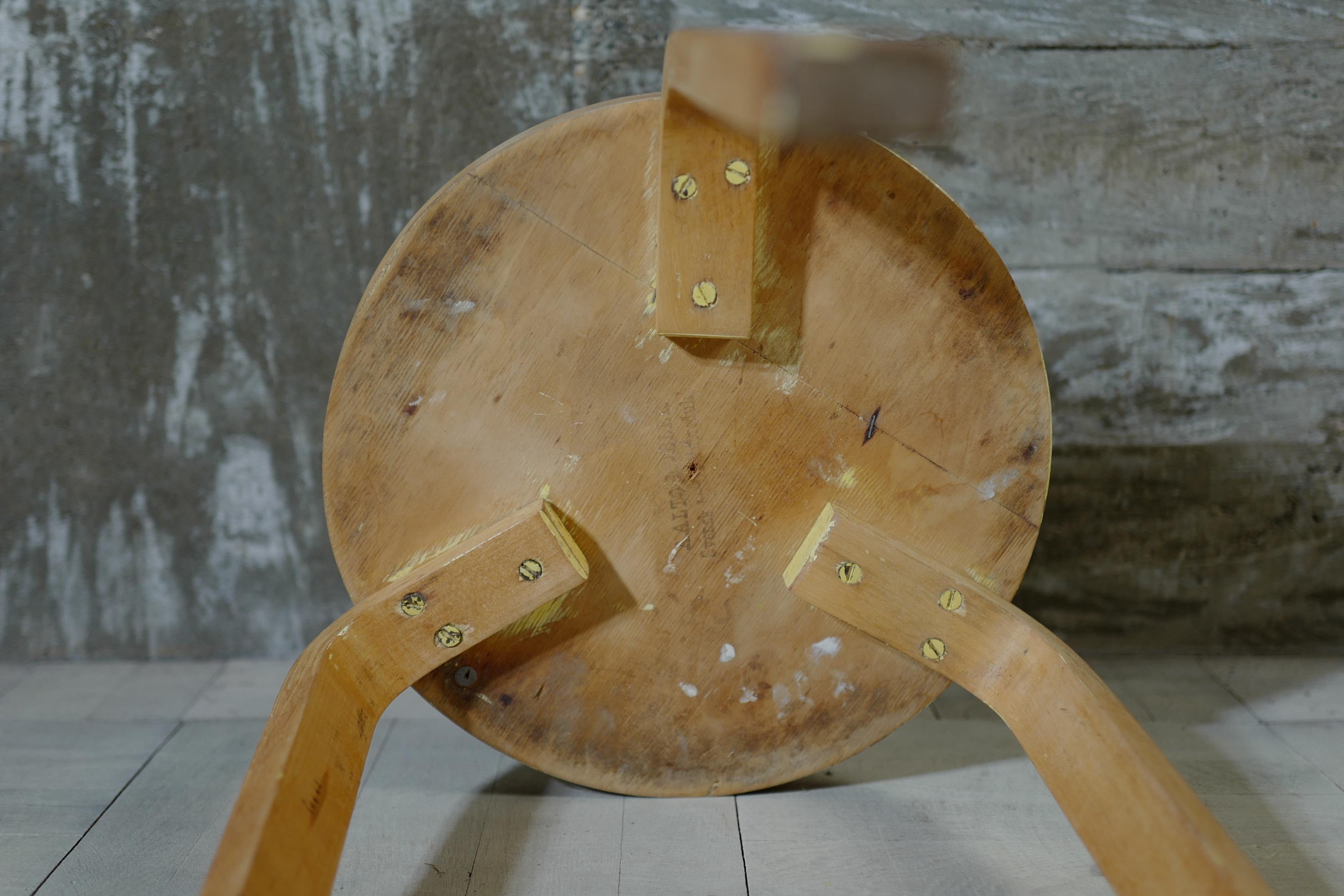 Swedish alvar aalto stool60 natural hedemora 1940's For Sale