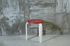 alvar aalto stool60 painted red 1930's