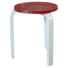 Vintage alvar aalto stool60 painted red 1930's
