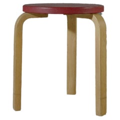 alvar aalto stool60 vinyl leather red 1950's