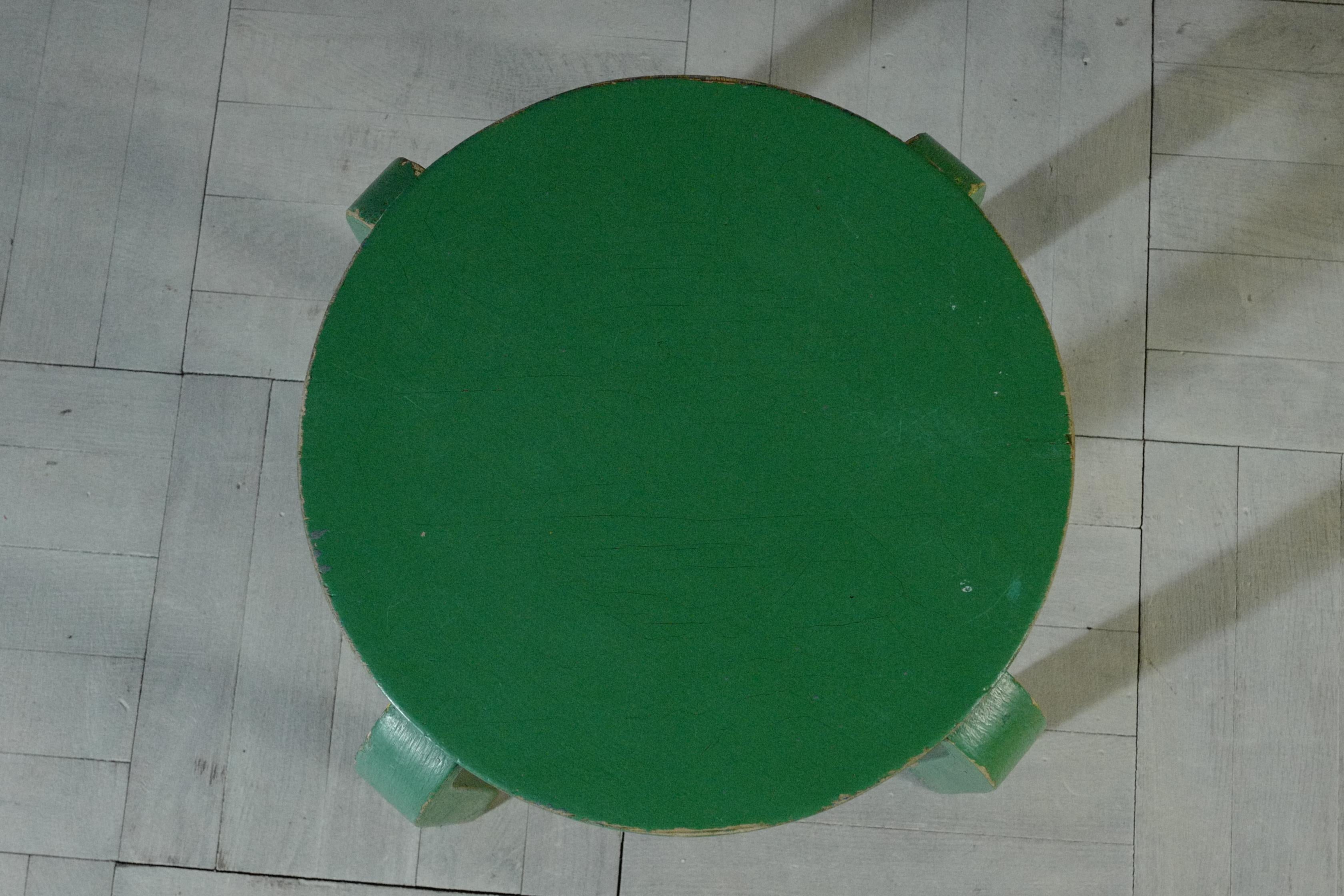 Modern alvar aalto stoolE60 kids size painted green 1960's For Sale