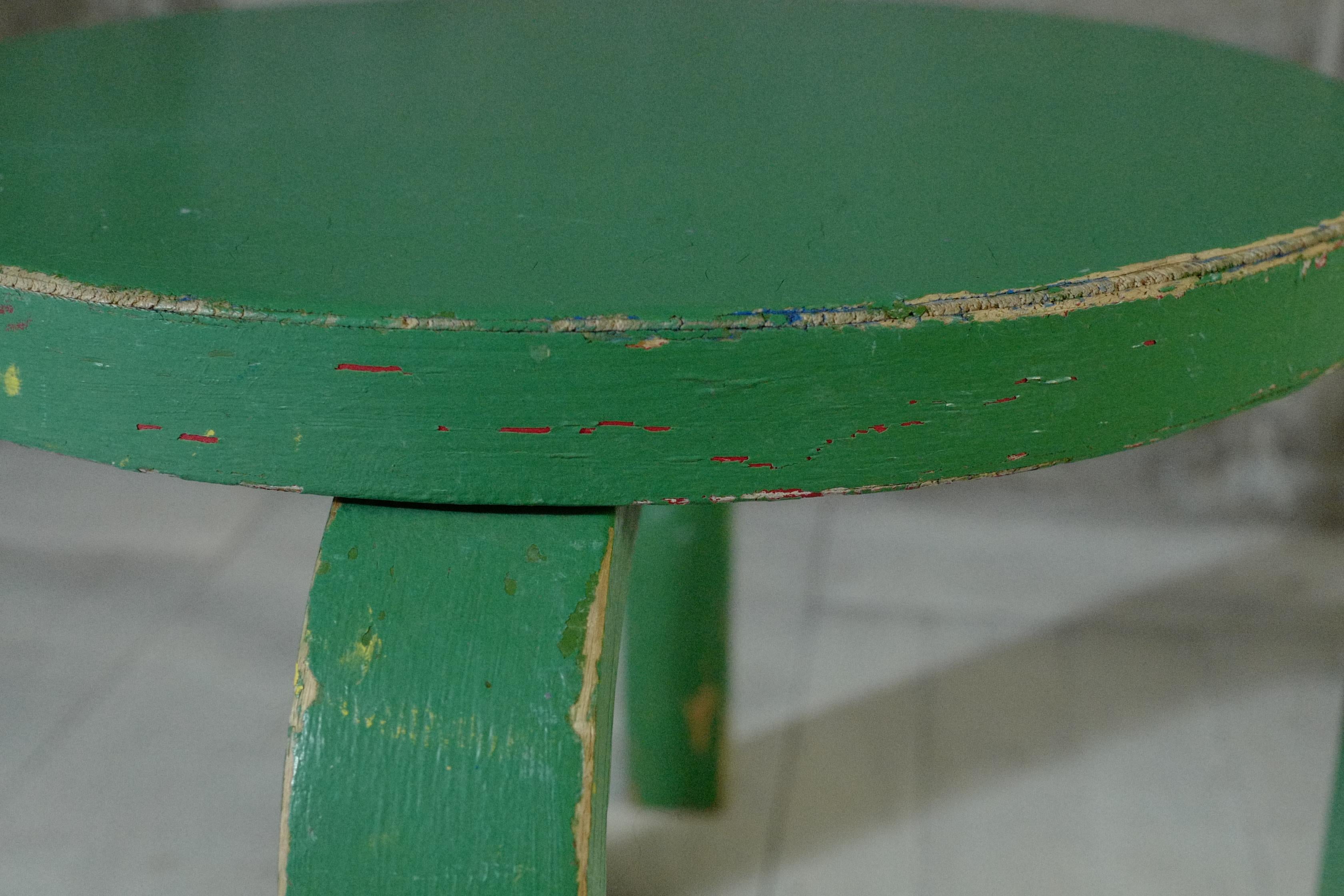 alvar aalto stoolE60 kids size painted green 1960's In Fair Condition For Sale In 東御市, JP