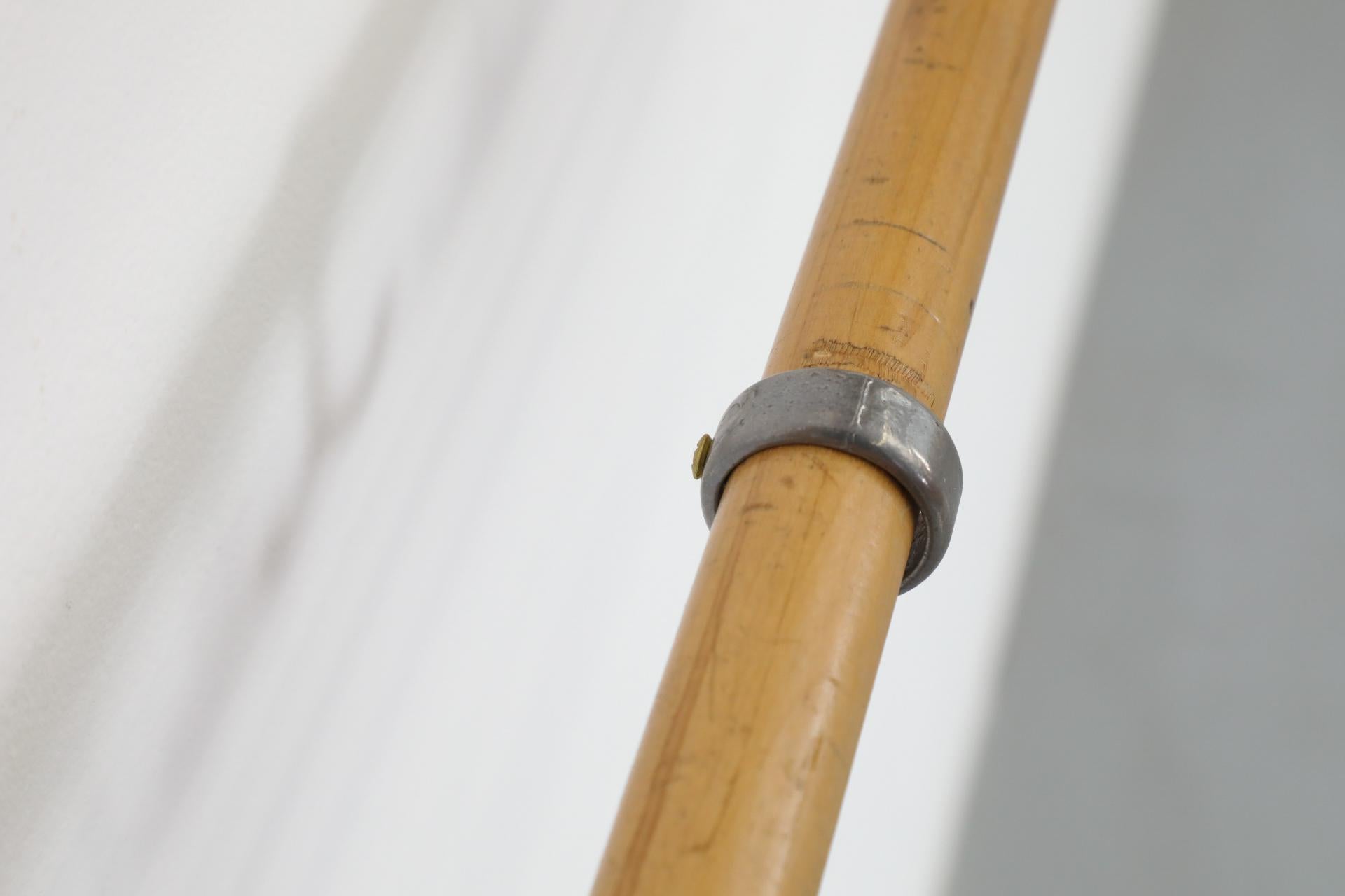 Alvar Aalto Style Bent Beechwood Coat Rack and Shelf with Silver Toned Hooks For Sale 11