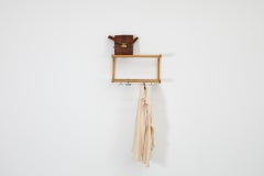 Alvar Aalto Style Bent Beechwood Coat Rack and Shelf with Silver Toned Hooks