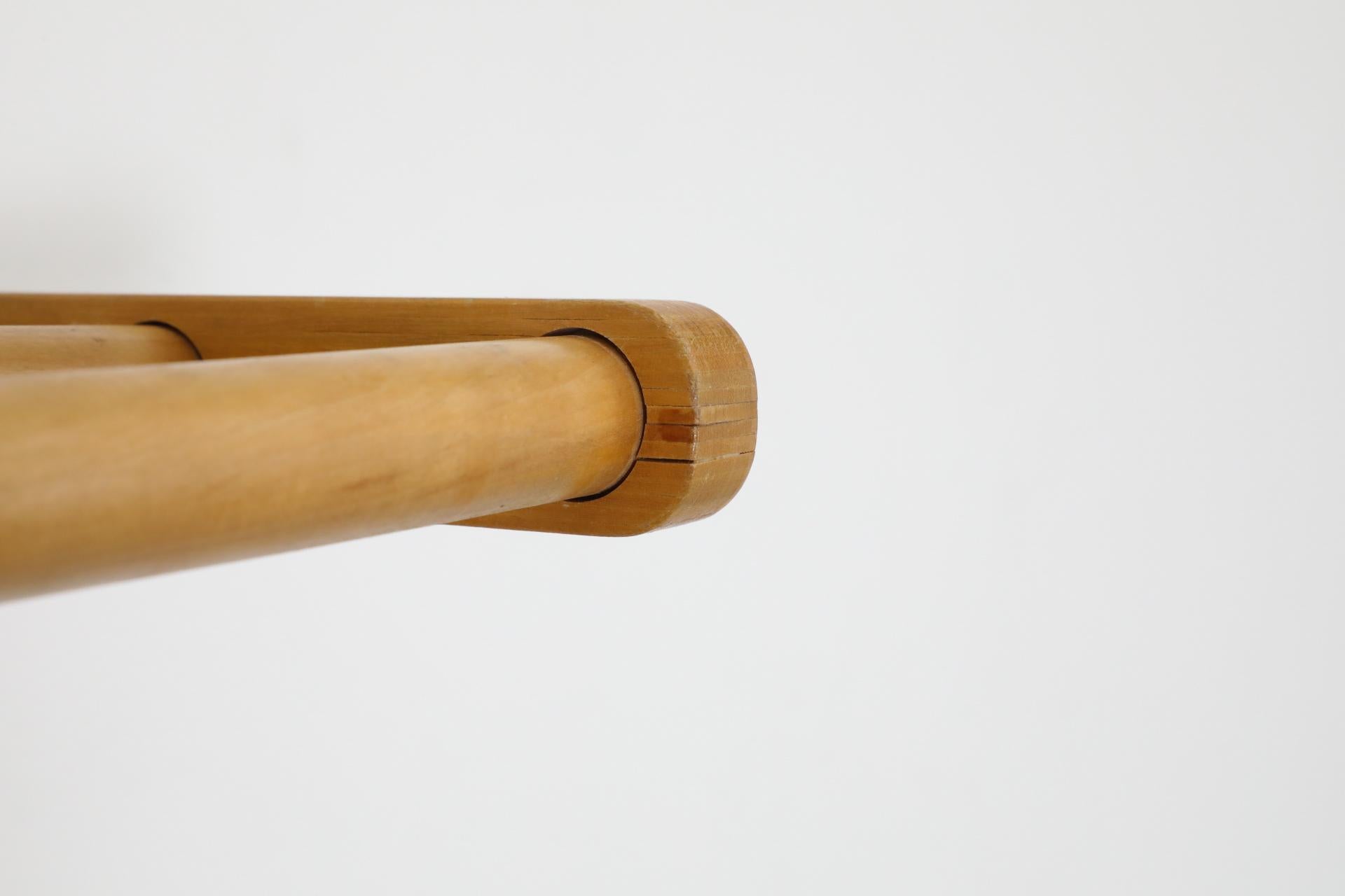 Alvar Aalto Style Bent Beechwood Coat Rack and Shelf with Silver Toned Hooks For Sale 13