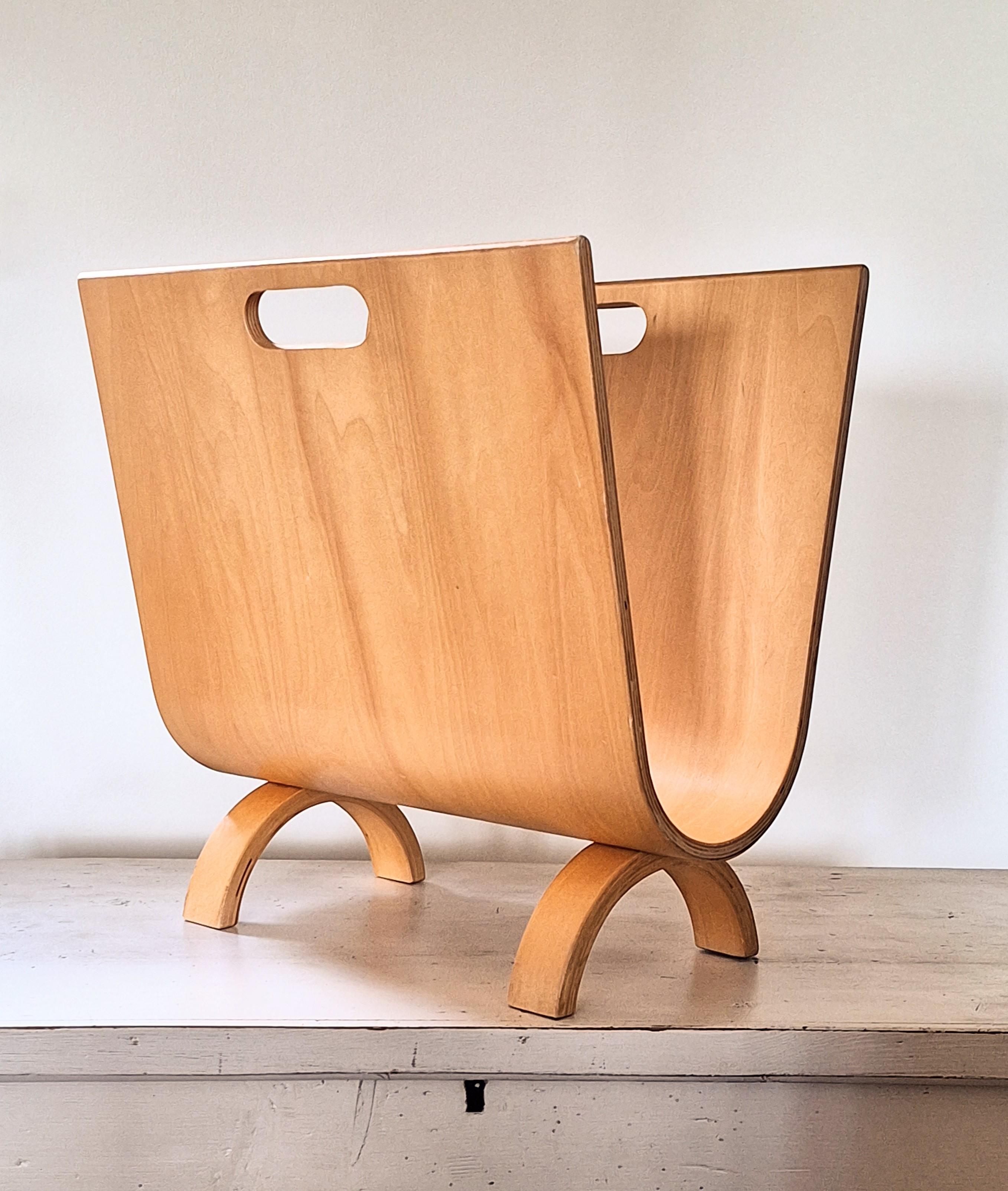 Modern Alvar Aalto Style Birch Bentwood Magazine Rack