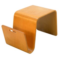 Alvar Aalto Style Danish Bentwood Side Tables with Magazine Holder, a Pair