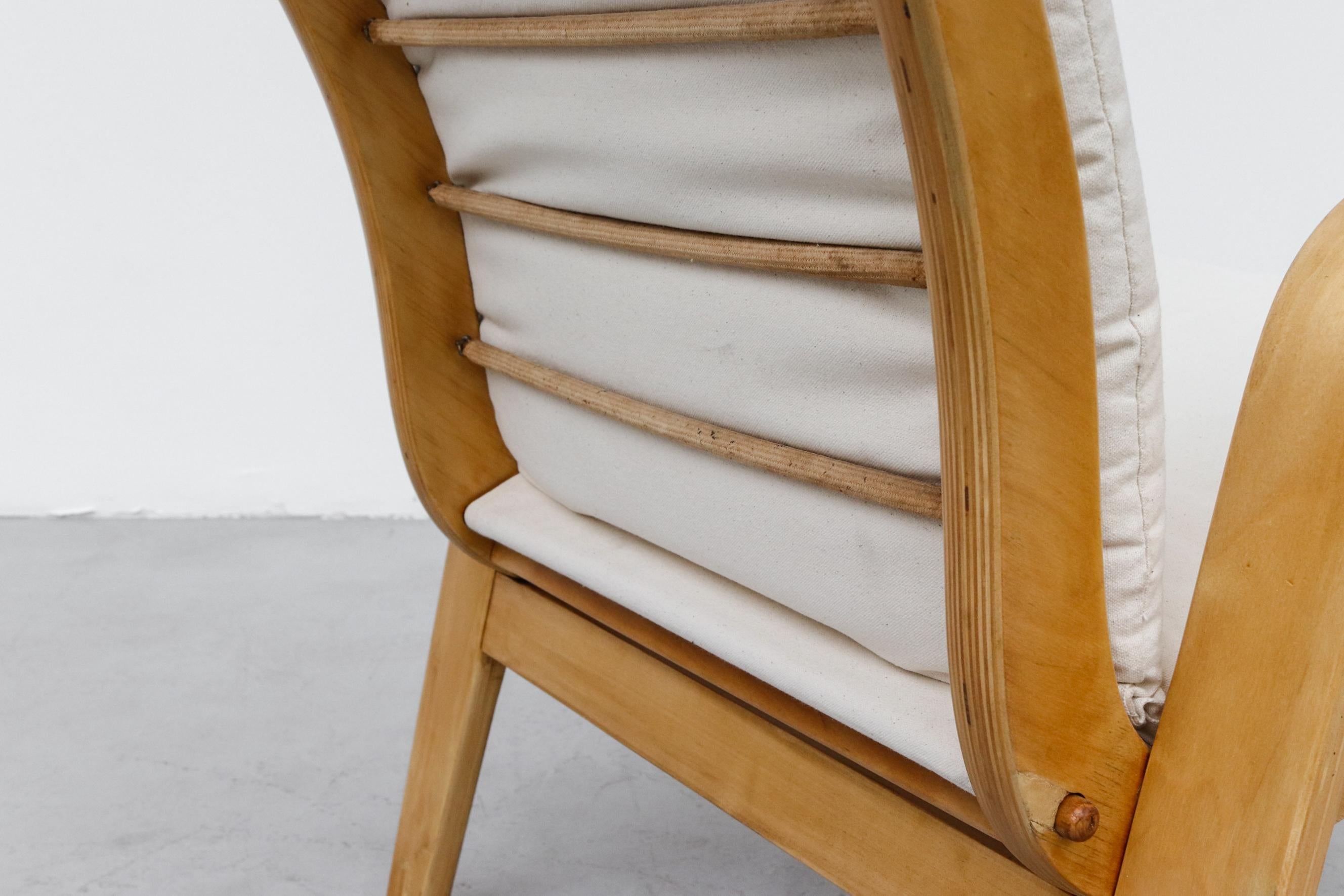 Alvar Aalto Style Lounge Chair by Cees Braakman for Pastoe in Natural Canvas For Sale 4