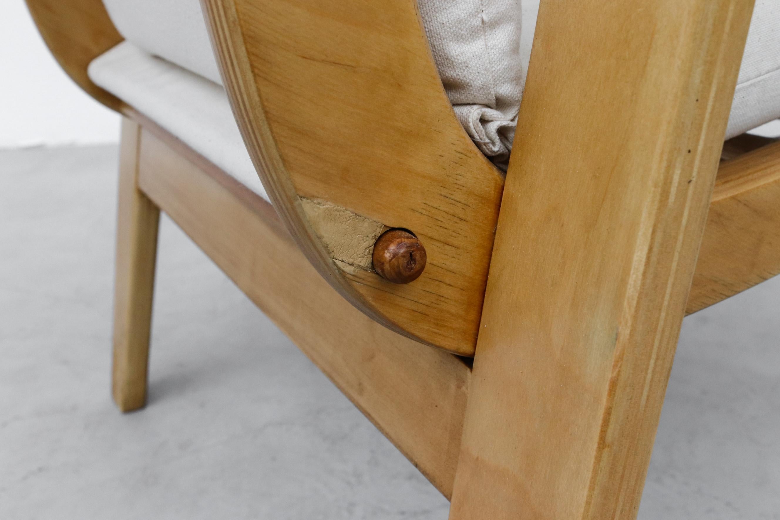 Chaise longue de style Alvar Aalto de Cees Braakman pour Pastoe en toile naturelle en vente 4