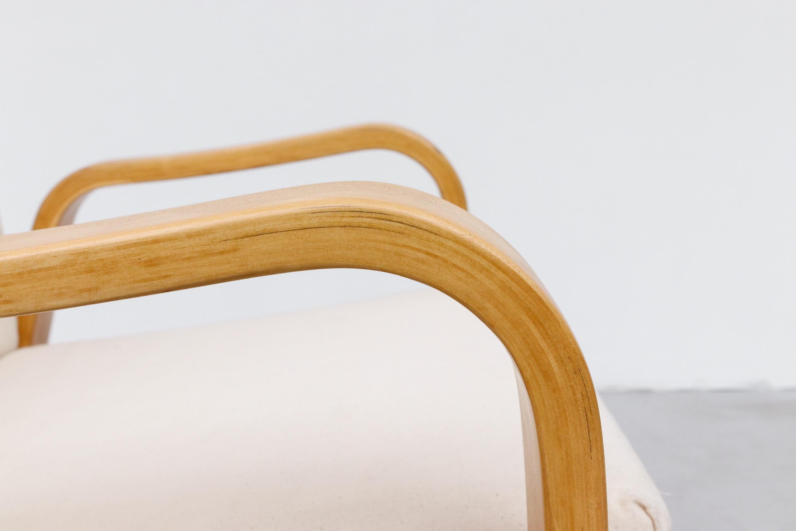 Alvar Aalto Style Lounge Chair by Cees Braakman for Pastoe in Natural Canvas For Sale 7