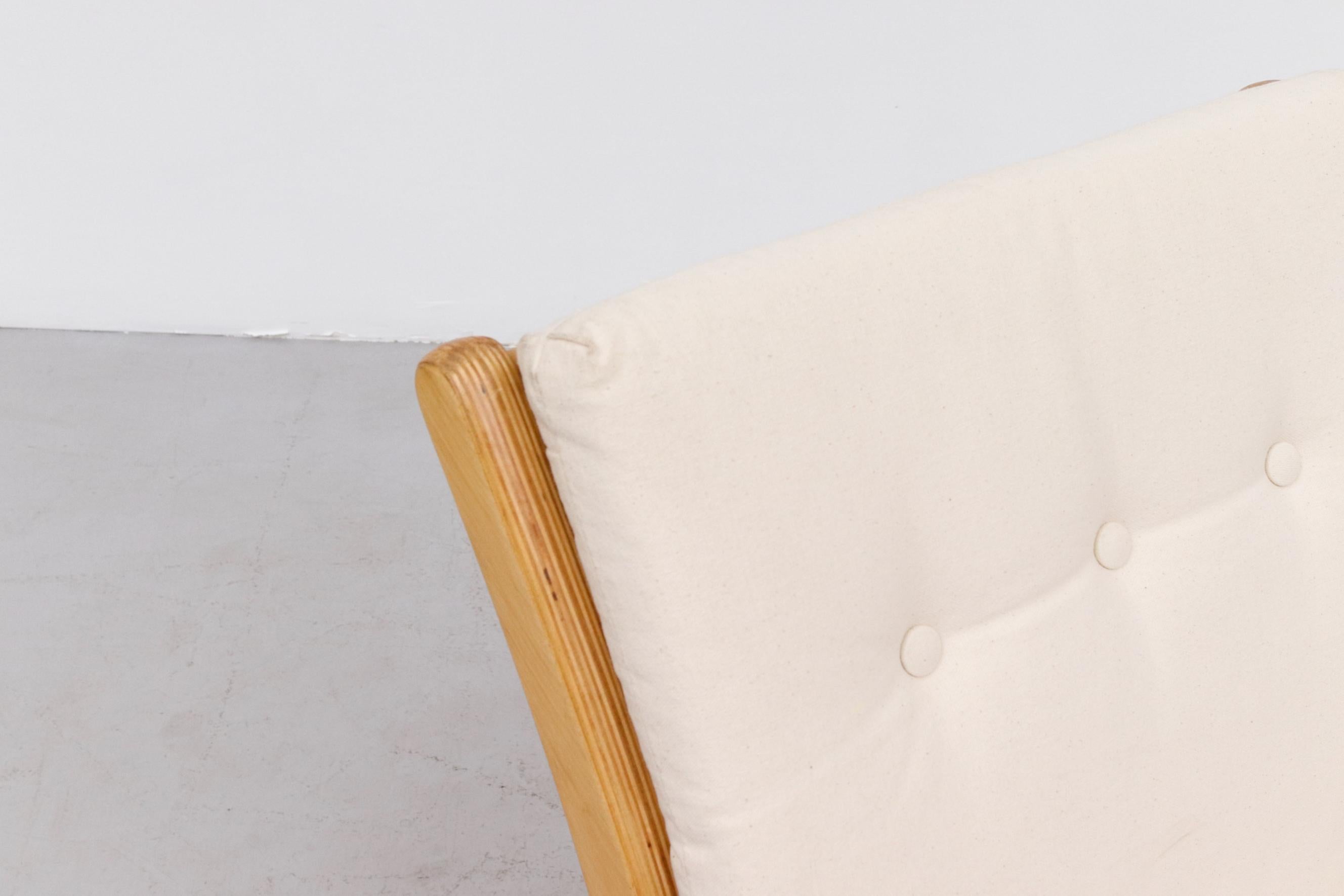 Chaise longue de style Alvar Aalto de Cees Braakman pour Pastoe en toile naturelle en vente 7