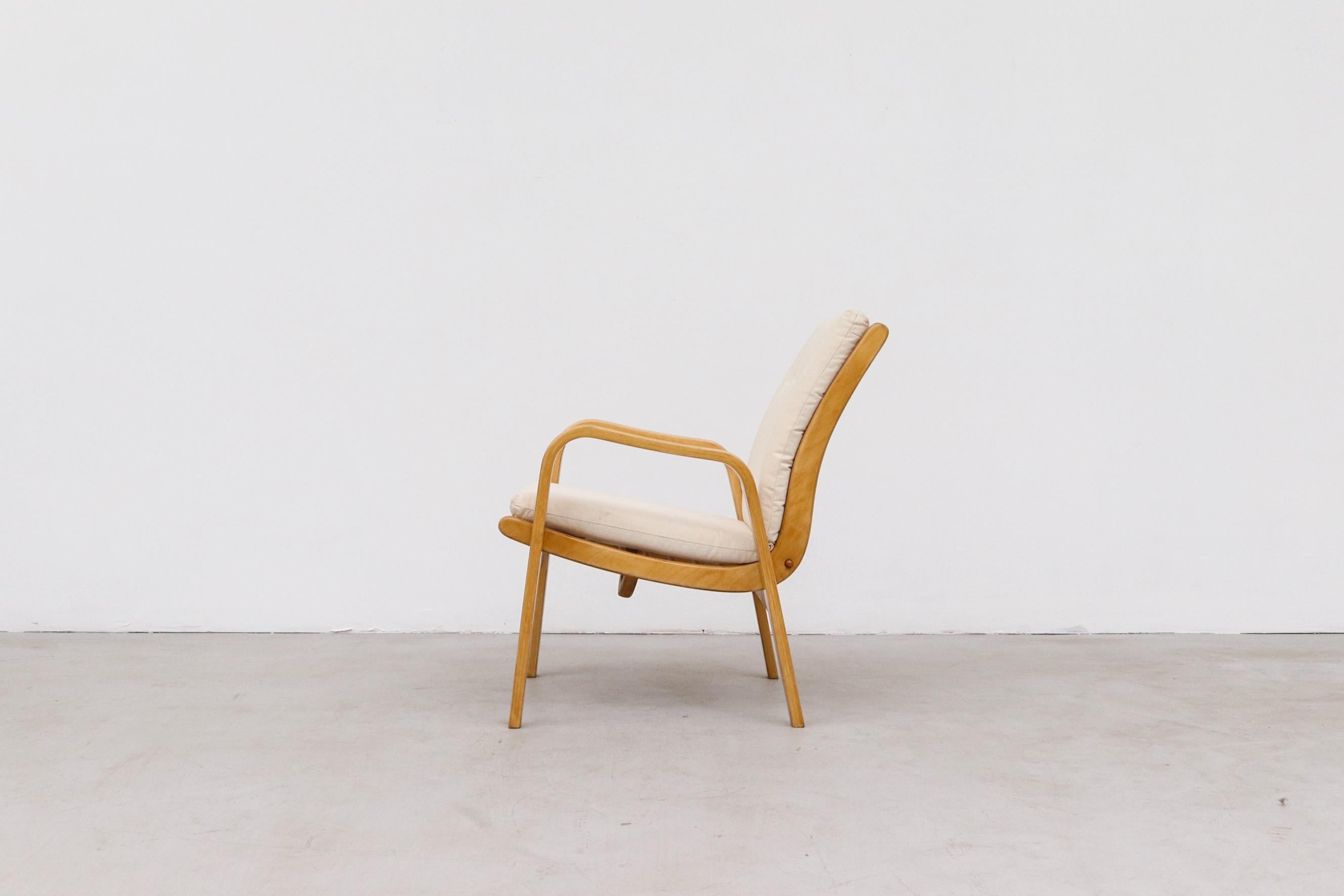 Dutch Alvar Aalto Style Lounge Chair by Cees Braakman for Pastoe in Natural Canvas For Sale